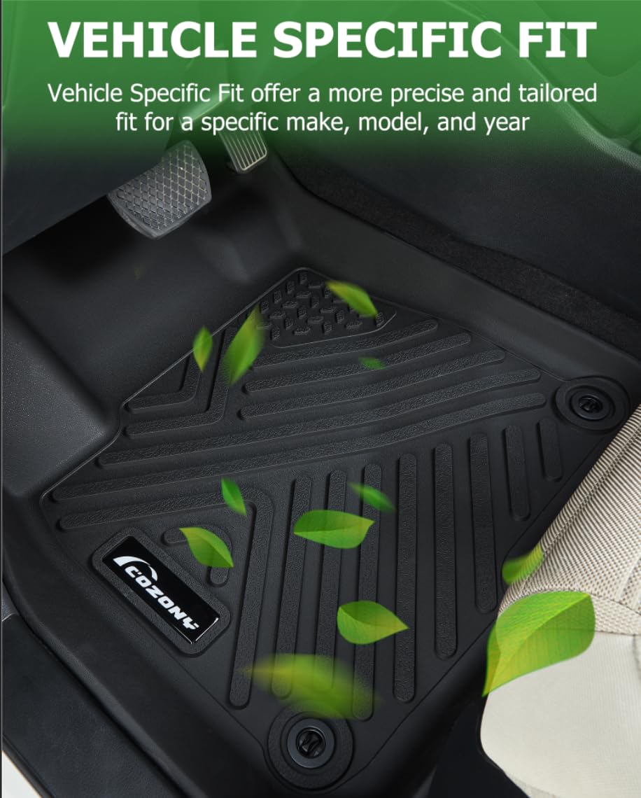 Garvee Floor Mats for Toyota Highlander 2008-2013 (Not for Hybrid) TPE All Weather Vehicle Specific Fit Front 1st & 2nd Row Car Floor Liner Accessories