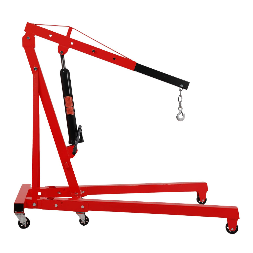 Garvee 4000LB Folding Engine Crane Engine Hoist Cherry Picker 2Ton Ship Crane Heavy Duty Steel Lift Garage Workshop Auto Repair Foldable Stand 6 Caster - Red