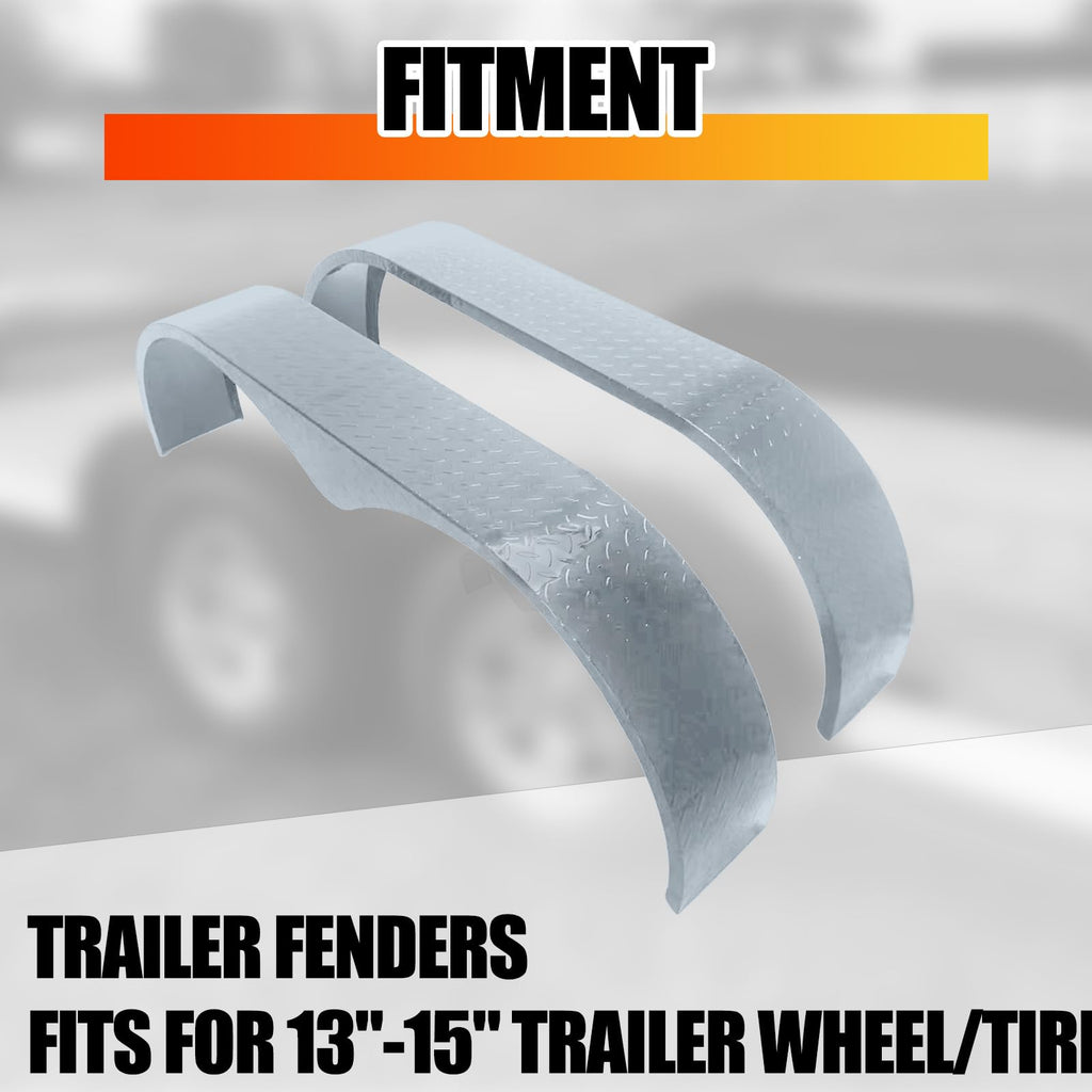 Garvee 2Pcs Trailer Fenders, 66" x 9.1" x 20" Tandem Round Trailer Fenders, Heavy Duty Steel Double Axle Trailer Fenders Compatible with 13-15 Inch Wheels, Grey