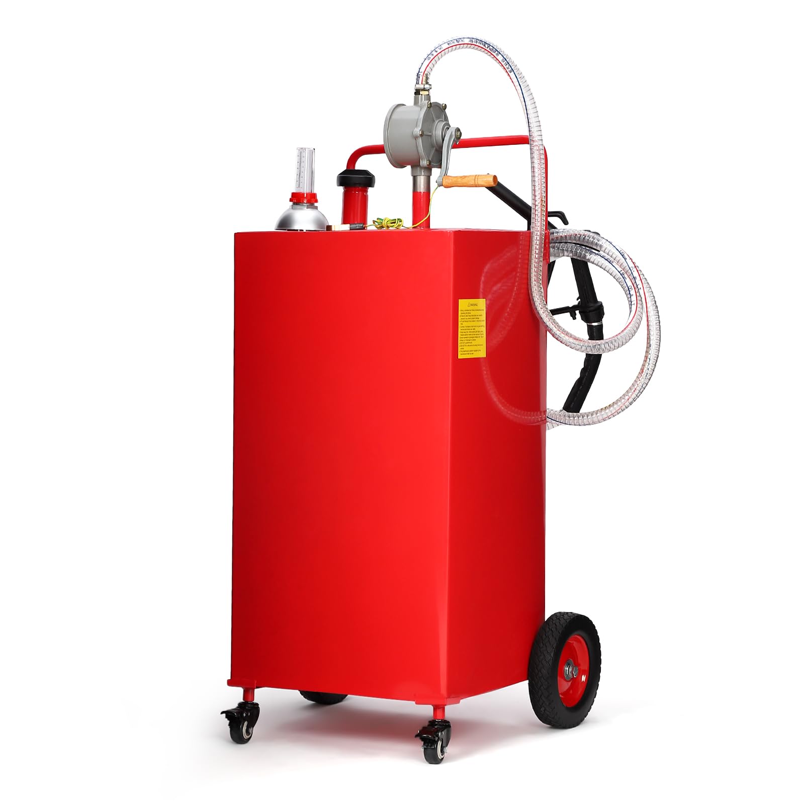 Garvee 35 Gallon Stainless Steel Portable Fuel Caddy, Manual Pump & 4 Wheels - Red / 35 Gallon