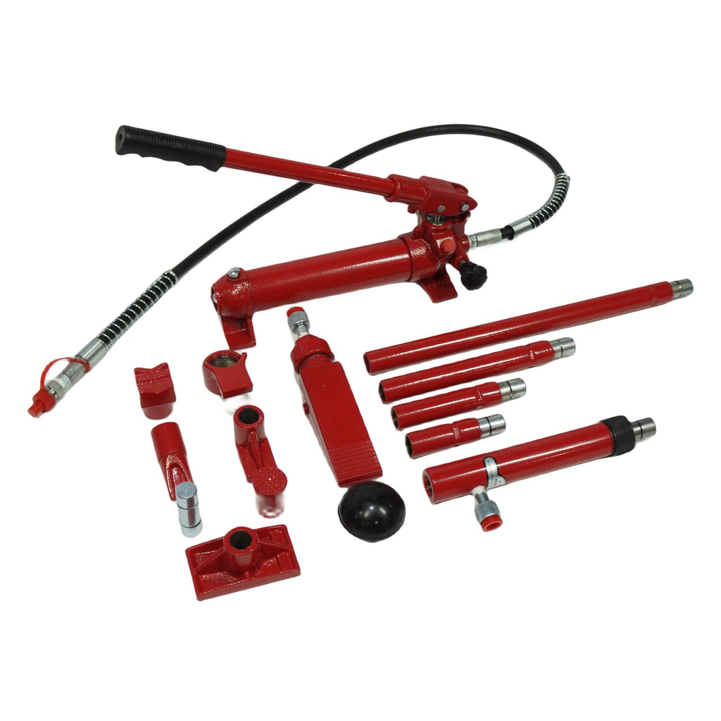 Garvee 4 Ton Porta Power Kit - 15-pcs Hydraulic Ram, Auto Body Frame Repair, 8000 lbs Capacity, Carrying Case, Red