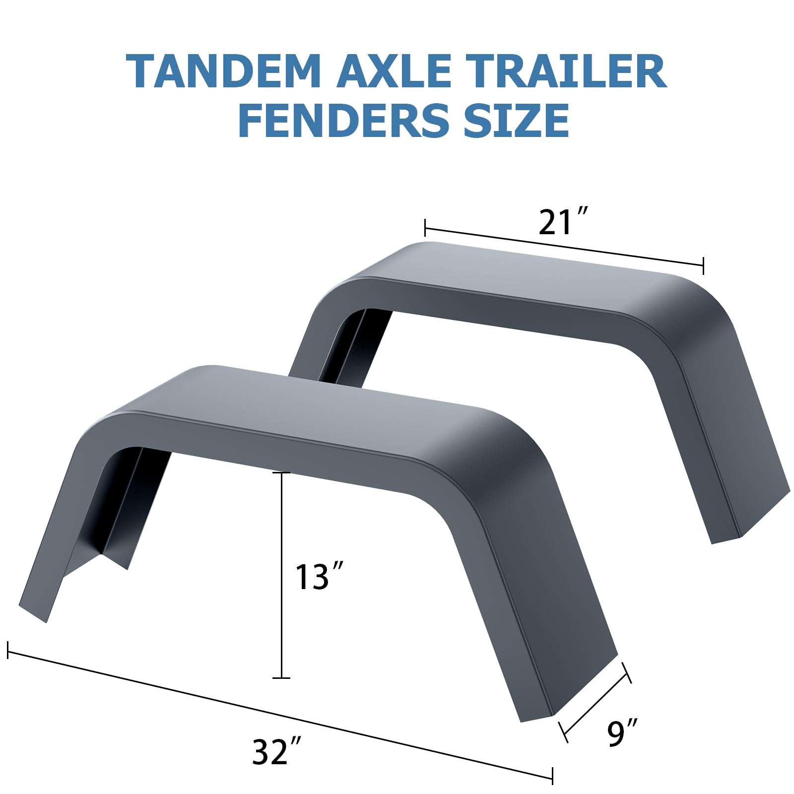 Garvee 2 Pack Single Axle Trailer Fenders,Heavy Duty Steel Diamond Plate Single Axle Trailer Fenders Fit 14"-16"Wheel Tires,Car Hauler Trailer,Cargo Trailer,Utility Trailer,Landscape Trailer (Silver)