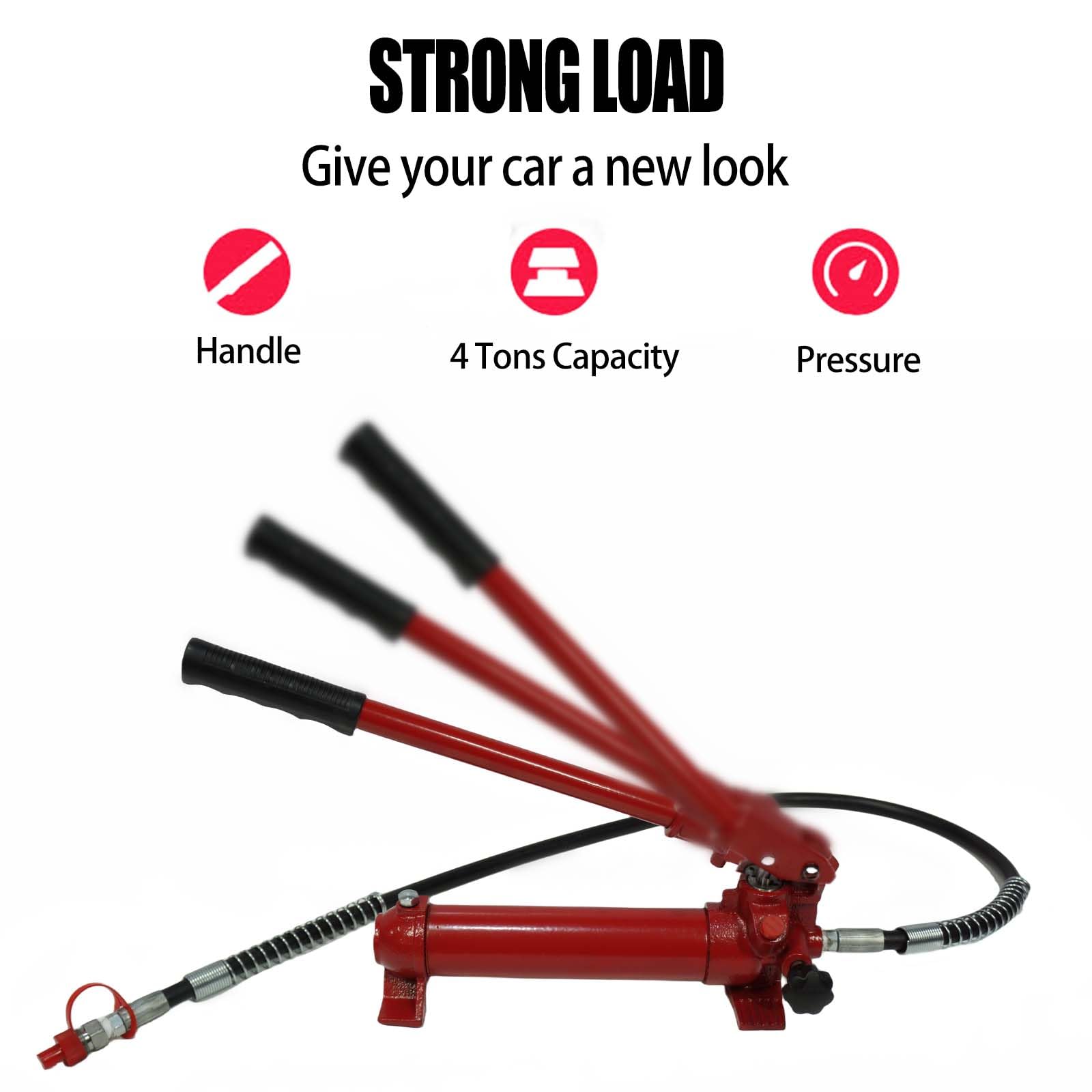 Garvee 4 Ton Porta Power Kit - 15-pcs Hydraulic Ram, Auto Body Frame Repair, 8000 lbs Capacity, Carrying Case, Red