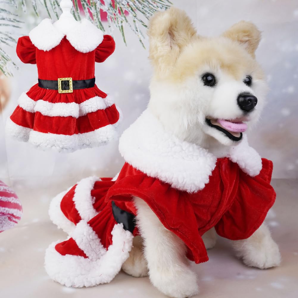 Garvee Dog Christmas Dress 3 Decorative Buckle Design Soft Comfortable Fleece Pet Clothes for Small Medium Large Dogs XL Green Mesh