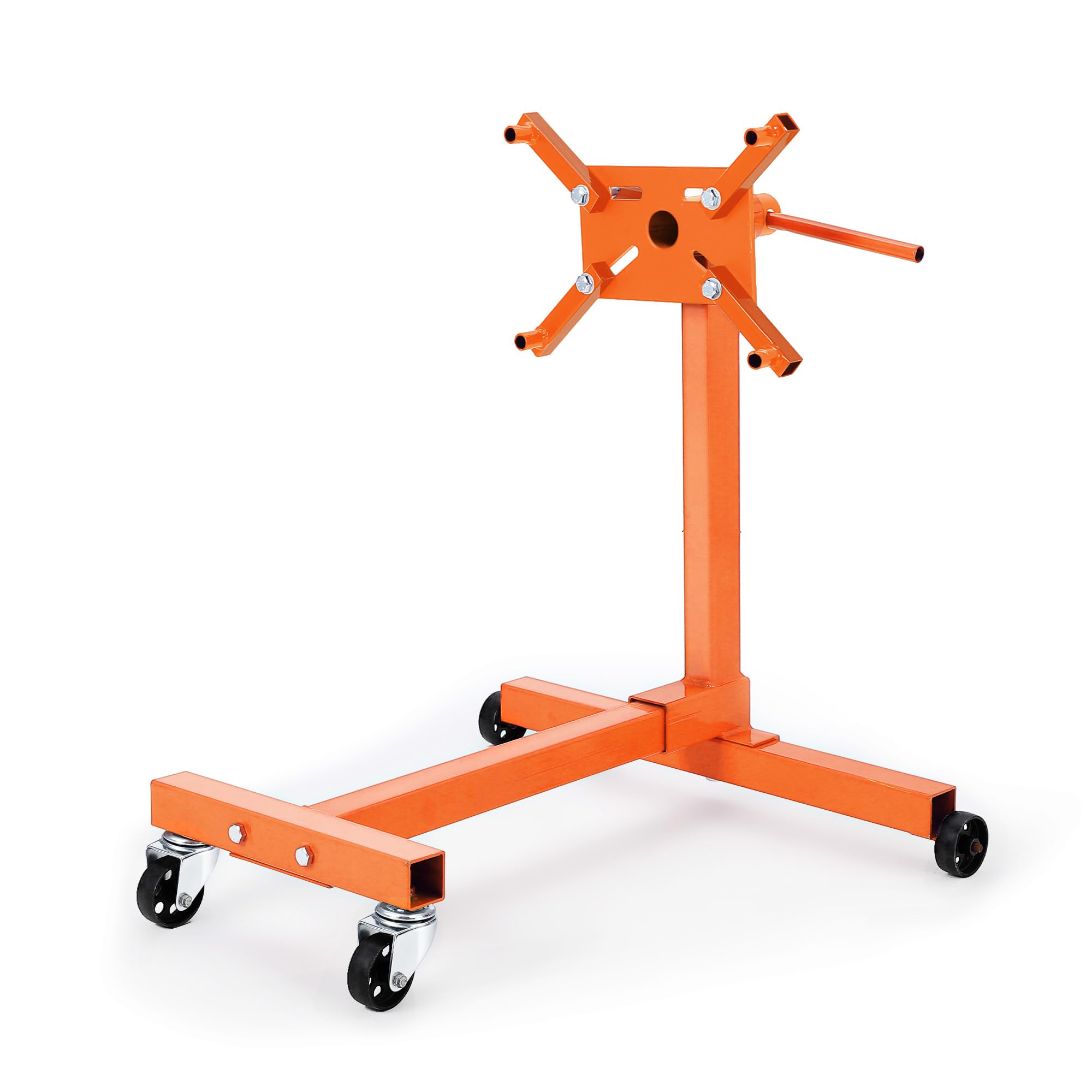 Garvee Engine Stand 750 LBS Rotating Folding Steel 4 Caster Base 4 Adjustable Arms 33.5x29.5x35.4 Inch for Auto Repair Garage, Orange
