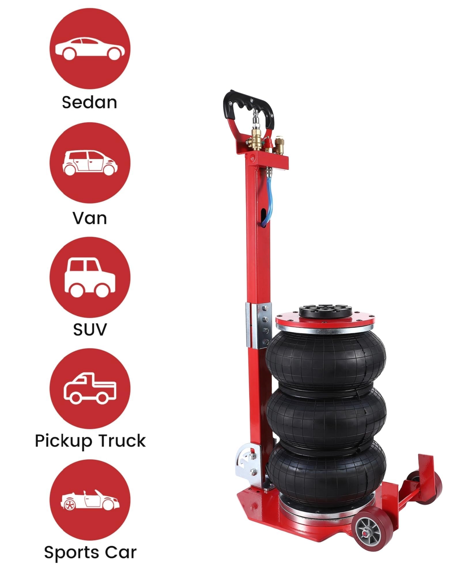 Garvee 3 Ton 6600lbs Triple Bag Air Jack, Long Handle Lift for Cars