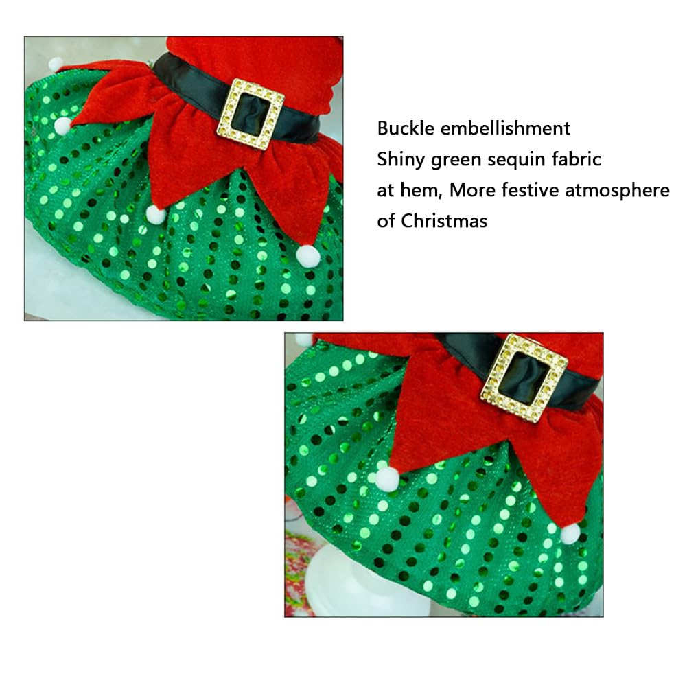 Garvee Dog Christmas Dress 3 Decorative Buckle Design Soft Comfortable Fleece Pet Clothes for Small Medium Large Dogs XL Green Mesh