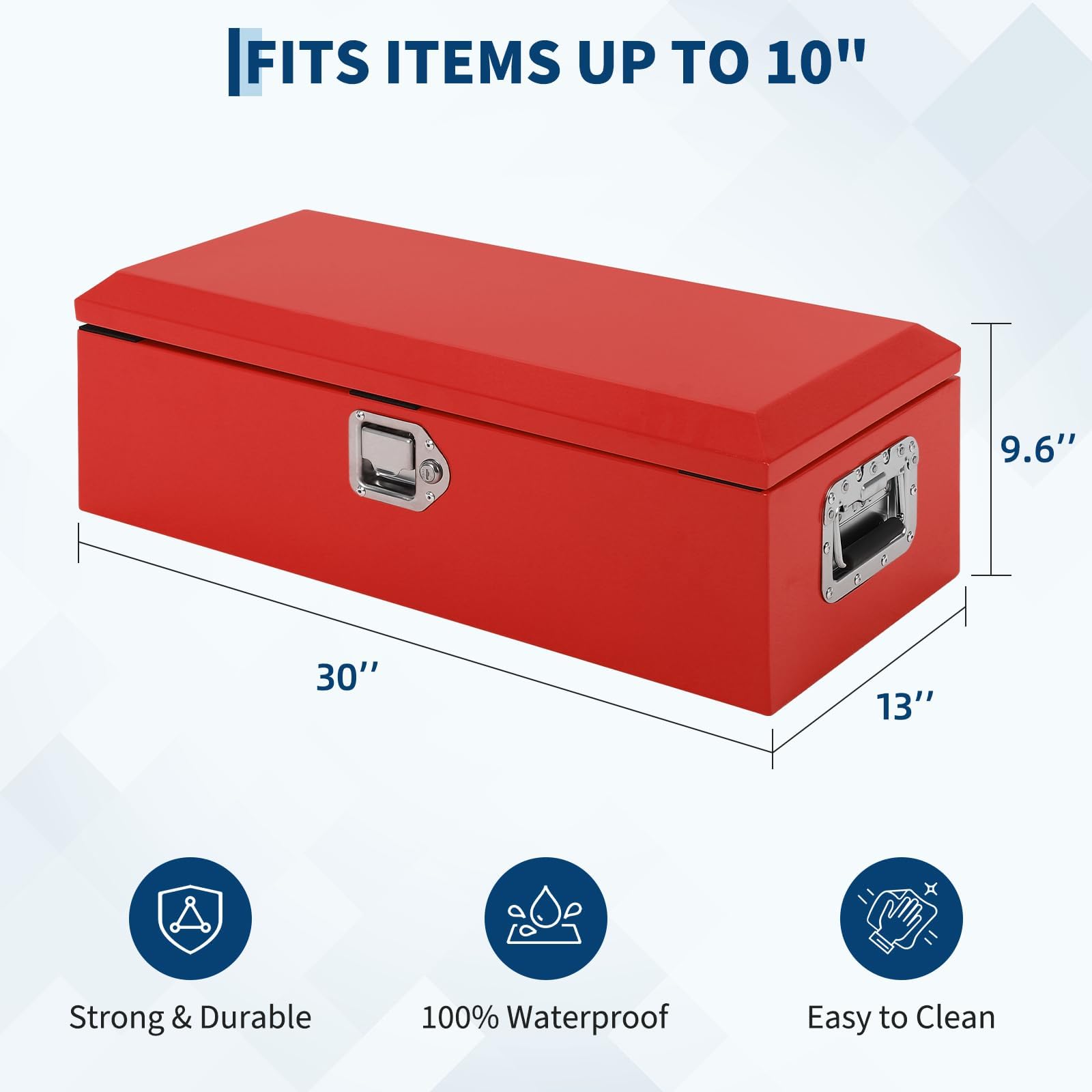 Garvee 39"x13"x9.6" Truck Bed Tool Box, Heavy-Duty Steel Metal Storage Box with Orange Peel Finish for Pickup, RV, and Trailer, Red