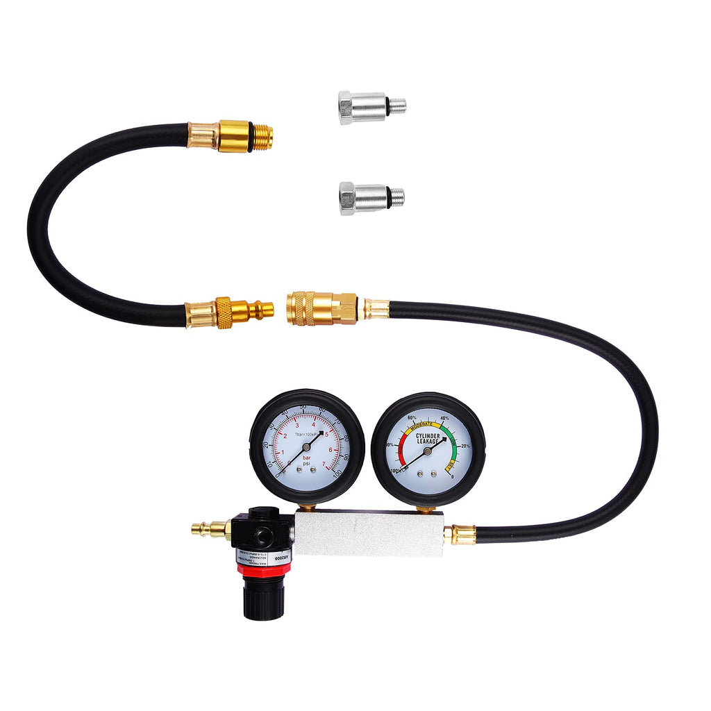 Garvee Cylinder Leak Down Tester Engine Compression Diagnosis Kit Dual Pressure Gauges Universal Fitment for Gasoline Engines