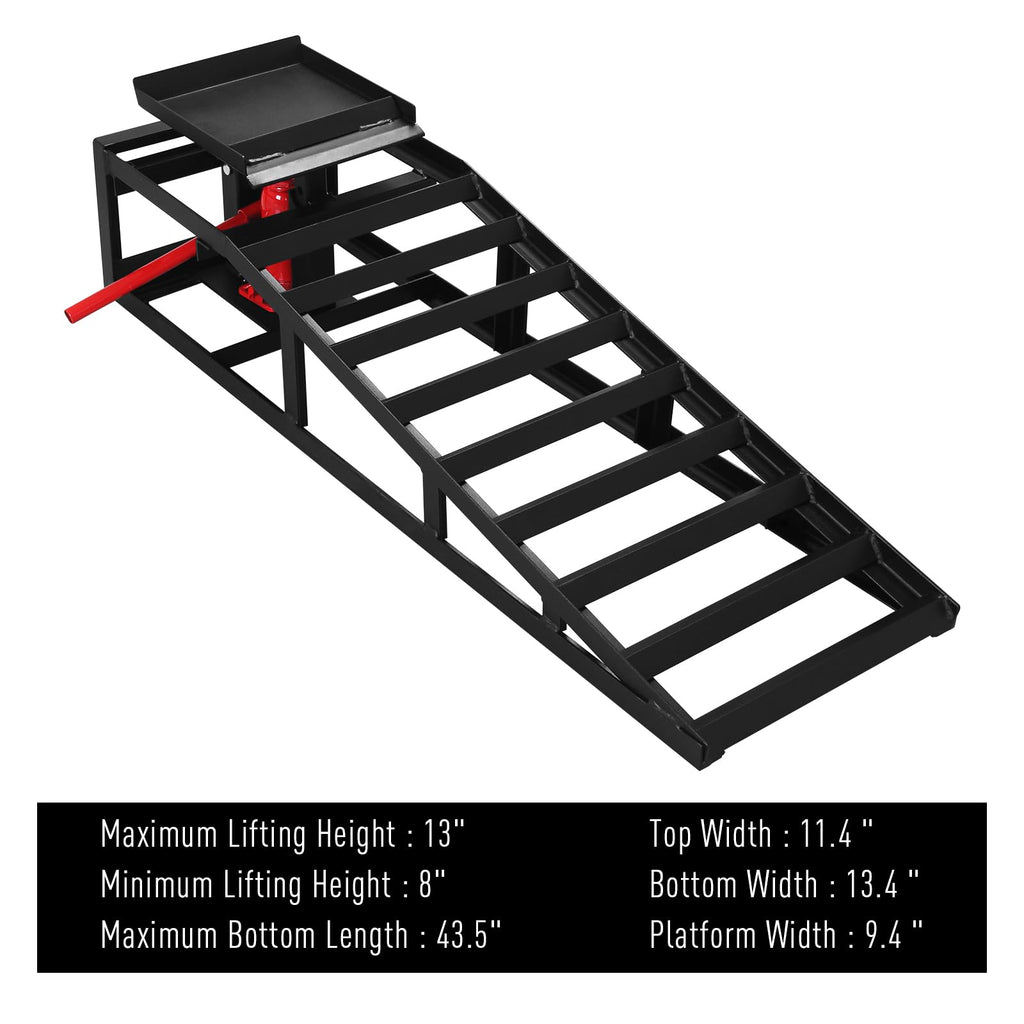 Garvee 5T 10000 lbs Auto Car Truck Service Ramps Lifts, Hydraulic Car Ramps Truck Trailer Garage Truck Ramps for Car Repair Black