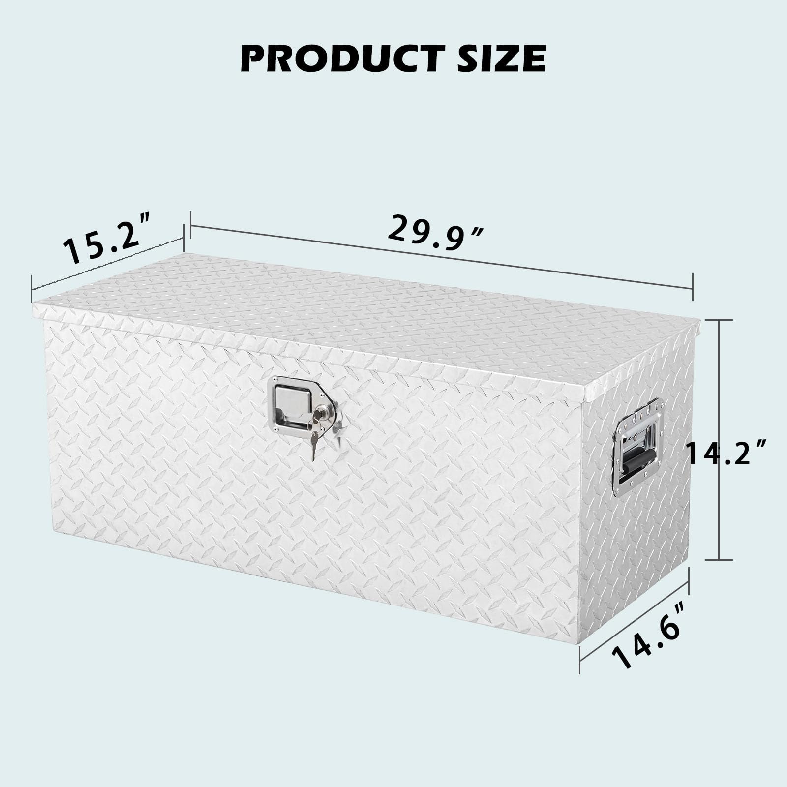 Garvee Truck Bed Tool Box 15''x15''x30''  Heavy Duty Aluminum Diamond Plate Toolbox for Pickup Truck RV Trailer Silver