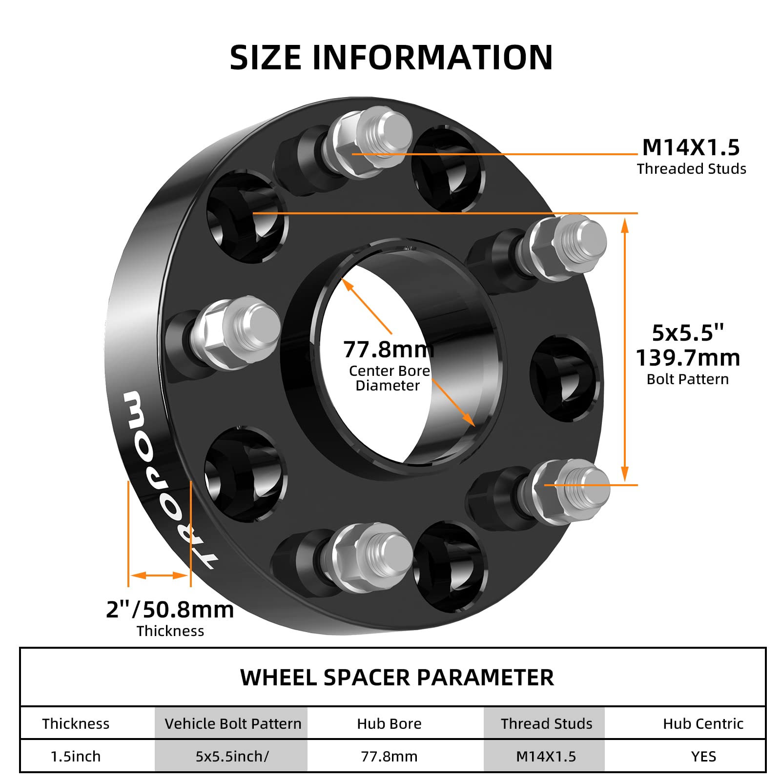 Garvee 5x5.5 Wheel Spacers with 12-18 Ram 1500, 1.5 Inch Hub Centric