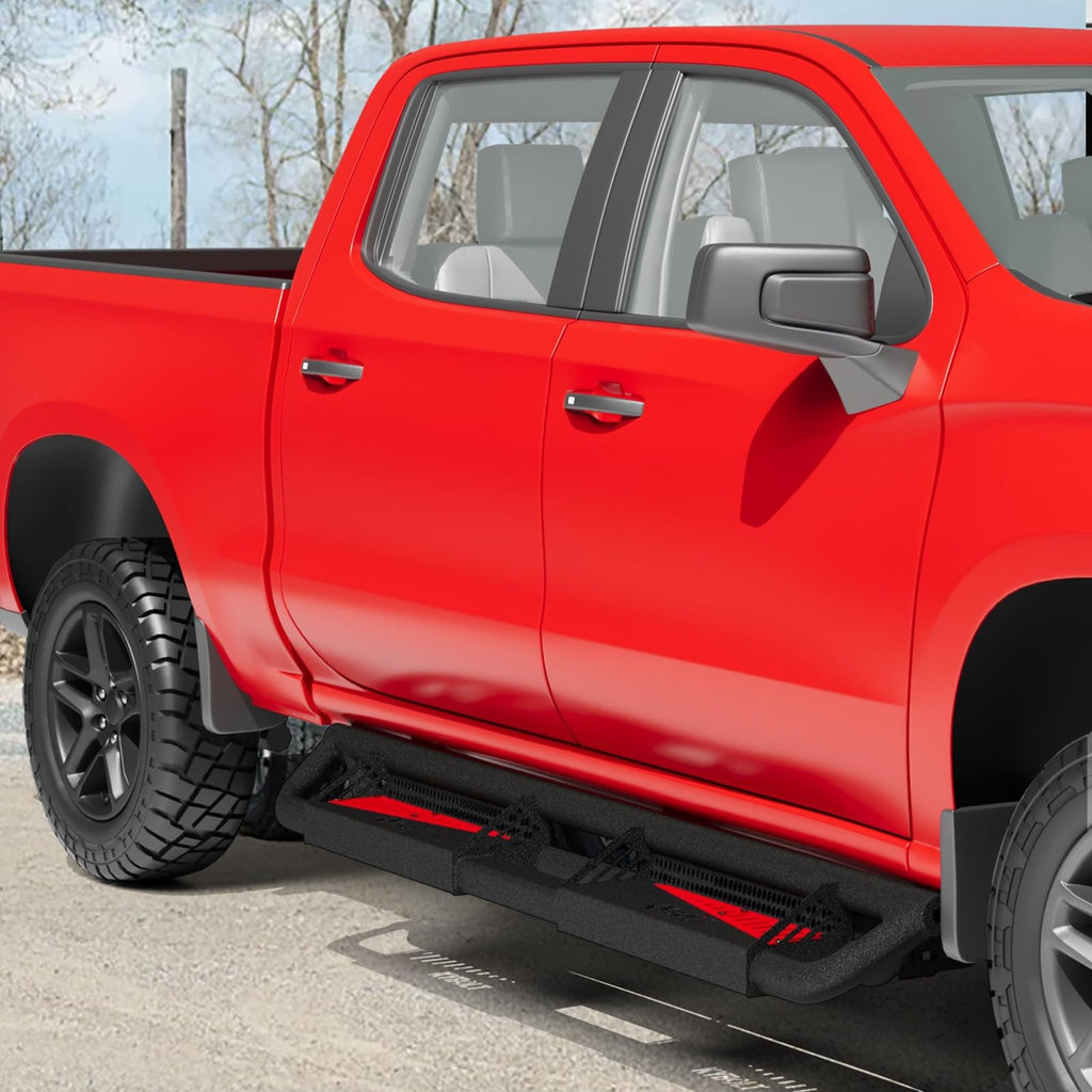 Garvee Running Boards Compatible with 2007-2018 Chevy Silverado/GMC Sierra 1500 Crew Cab & 2007-2019 2500/3500HD, Powder Coated Bolt-on Side Steps Nerf Bar