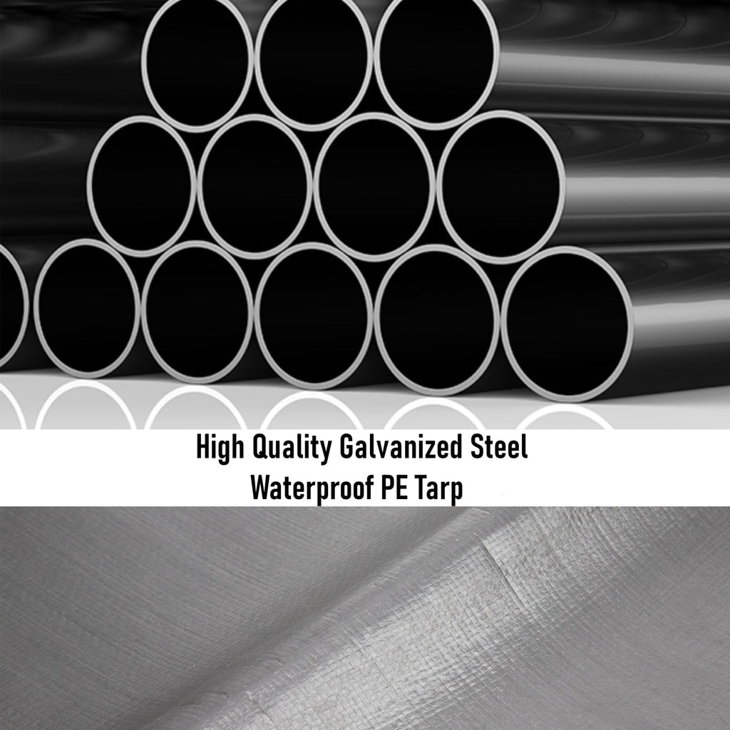 Garvee 10' x 20' Heavy-Duty Carport Canopy, Portable Garage Shelter with 200G Waterproof PE Cover, 0.8mm Steel Frame for Trucks, Boats & SUVs, Gray