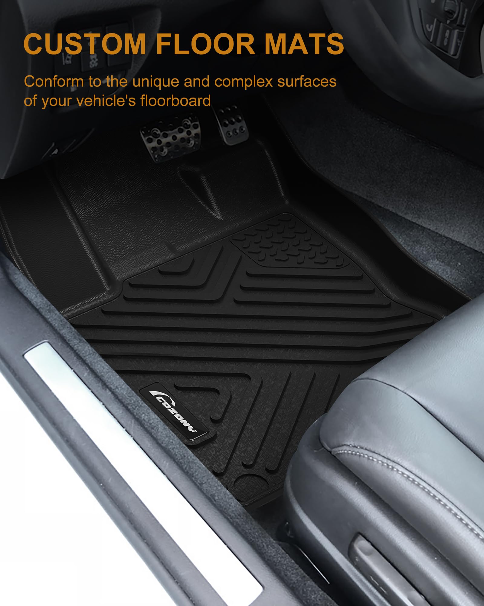 Garvee Floor Mats for Toyota RAV4 2019-2024 (Including Hybrid), TPE All Weather Custom Fit Front 1st & 2nd Row Floor Liner, Black