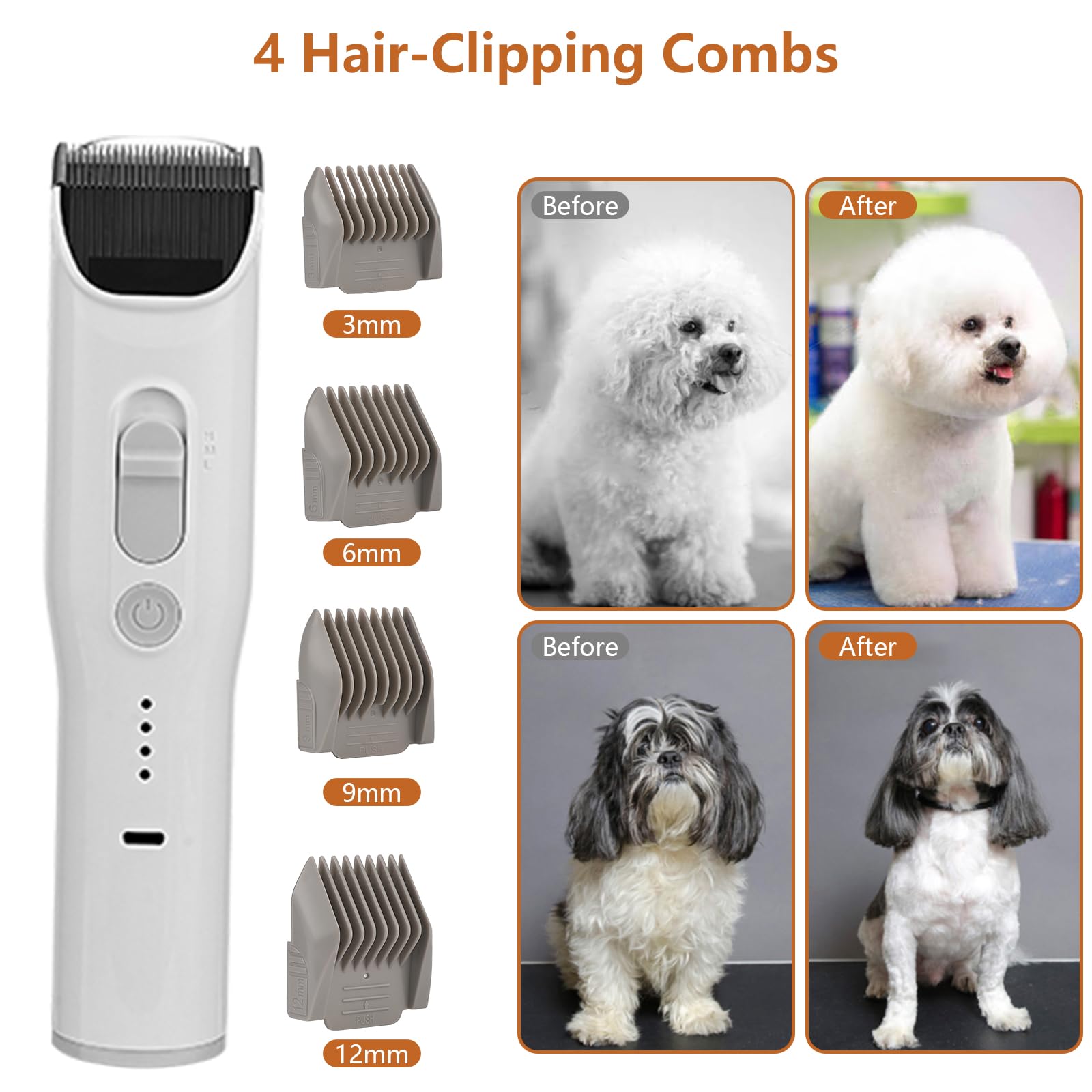 Garvee Pet Grooming Vacuum, 13.4Kpa Suction Power, 2 L Large Dust Cup Low Noise Dog Hair Remover , 5 Professional Grooming Kit for Dogs and Cats, Gray