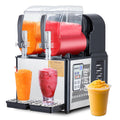 Garvee Commercial Slushie Machine 4Lx2 Stainless Steel 300W Self-Cleaning Double Tank for Home Coffee Shop Restaurant
