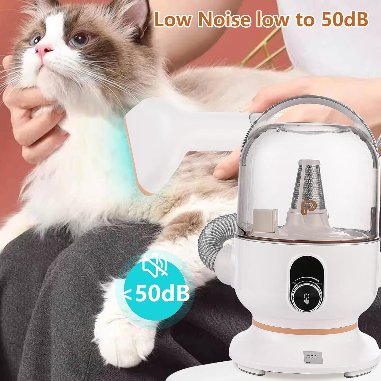 Garvee Pet Grooming Vacuum Suction Dog Grooming kit with 2 L Large Dust Cup Low Noise Dog Hair Remover, Gold