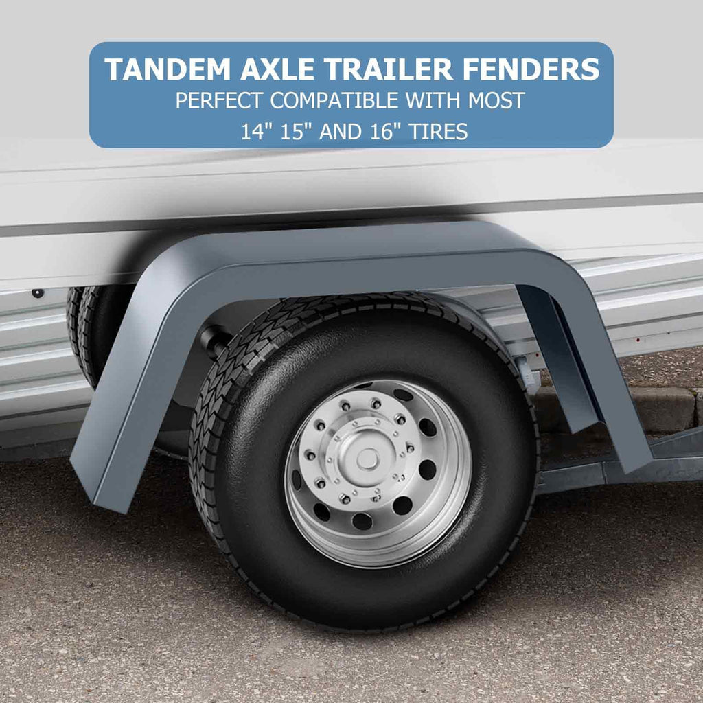 Garvee 2 Pack Single Axle Trailer Fenders,Heavy Duty Steel Diamond Plate Single Axle Trailer Fenders Fit 14"-16"Wheel Tires,Car Hauler Trailer,Cargo Trailer,Utility Trailer,Landscape Trailer (Silver)