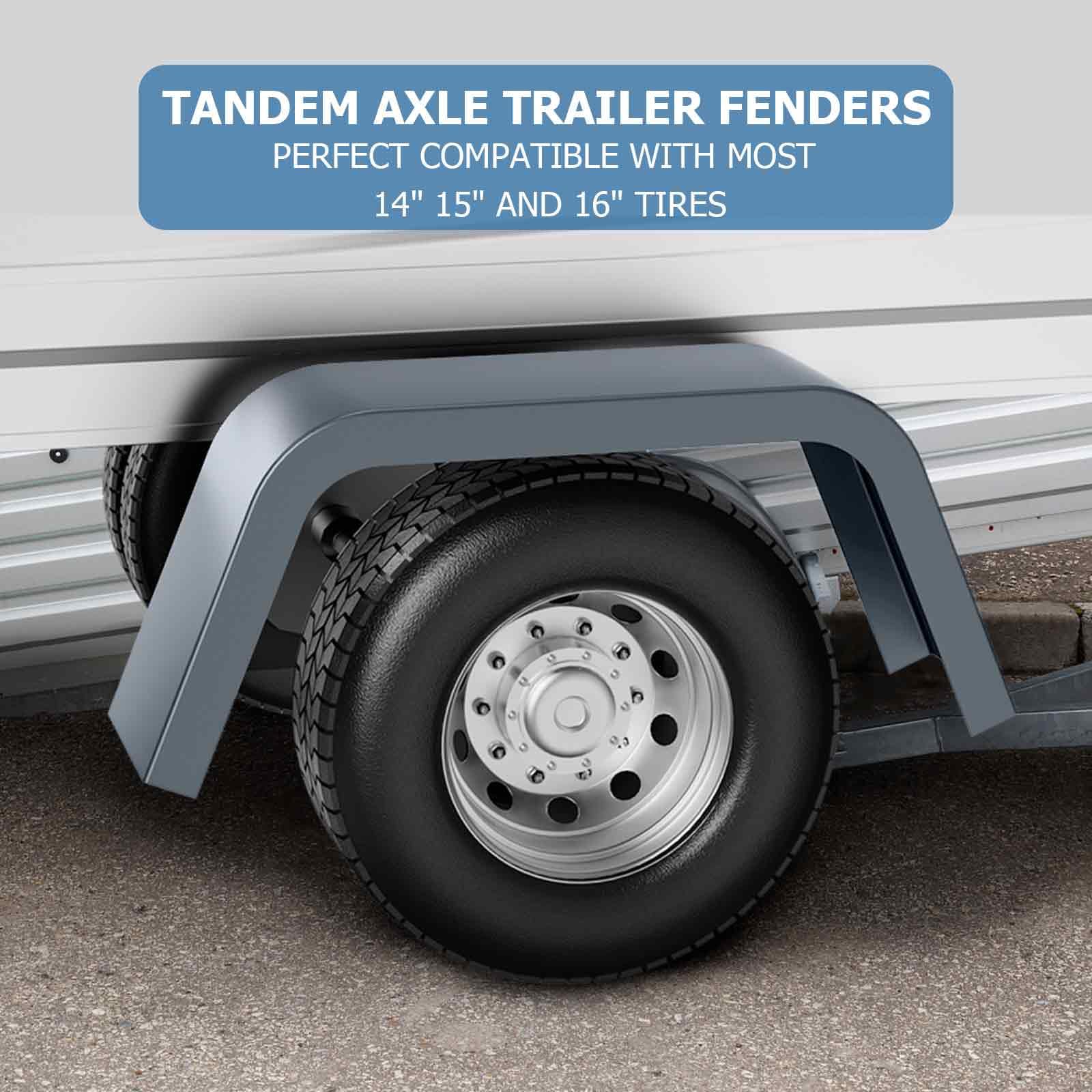 Garvee 2 Pack Single Axle Trailer Fenders,Heavy Duty Steel Diamond Plate Single Axle Trailer Fenders Fit 14"-16"Wheel Tires,Car Hauler Trailer,Cargo Trailer,Utility Trailer,Landscape Trailer (Silver)