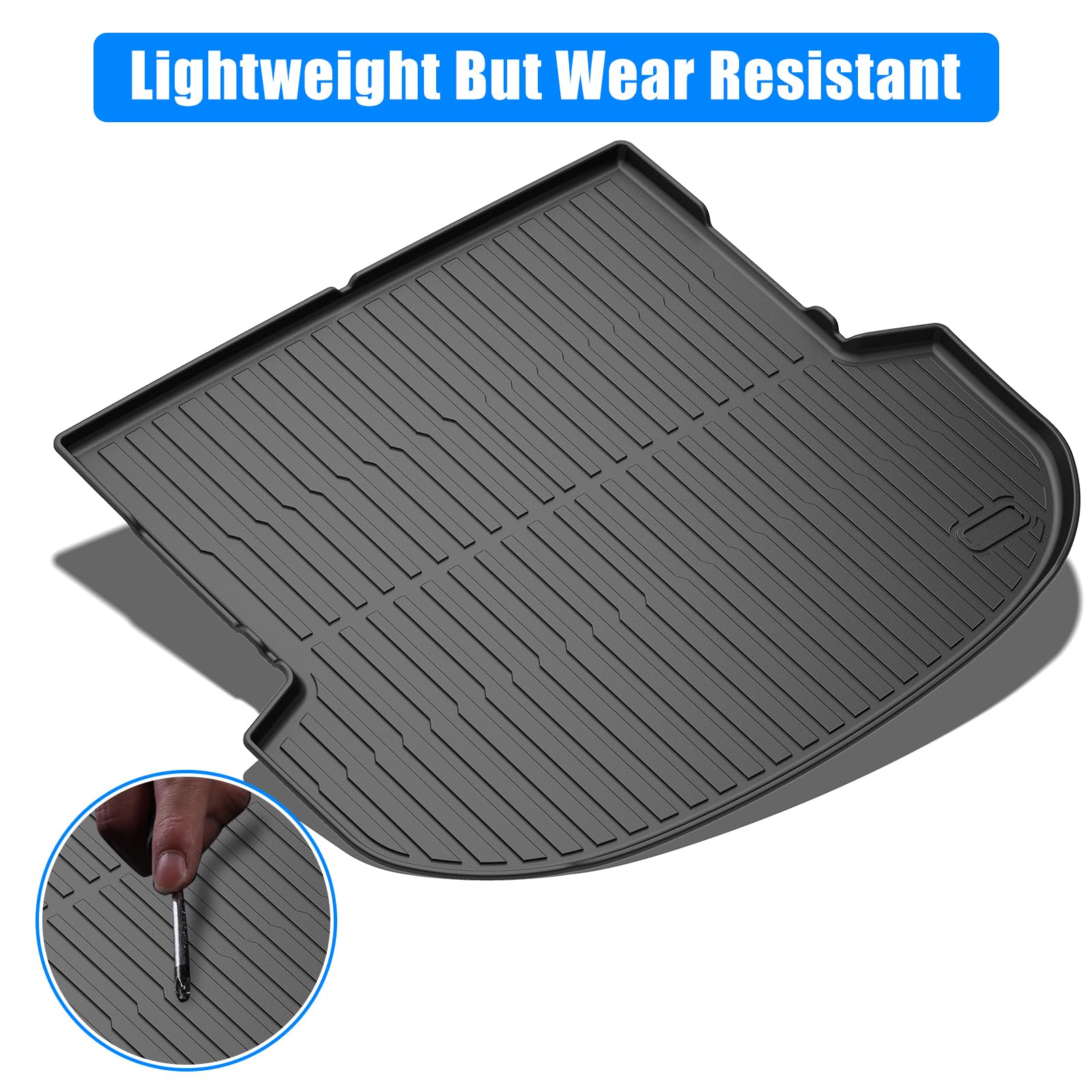 Garvee Cargo Mat for 2021-2023 Hyundai Santa Fe, All-Weather Rear Cargo Protector TPE Durable Easy Clean Black