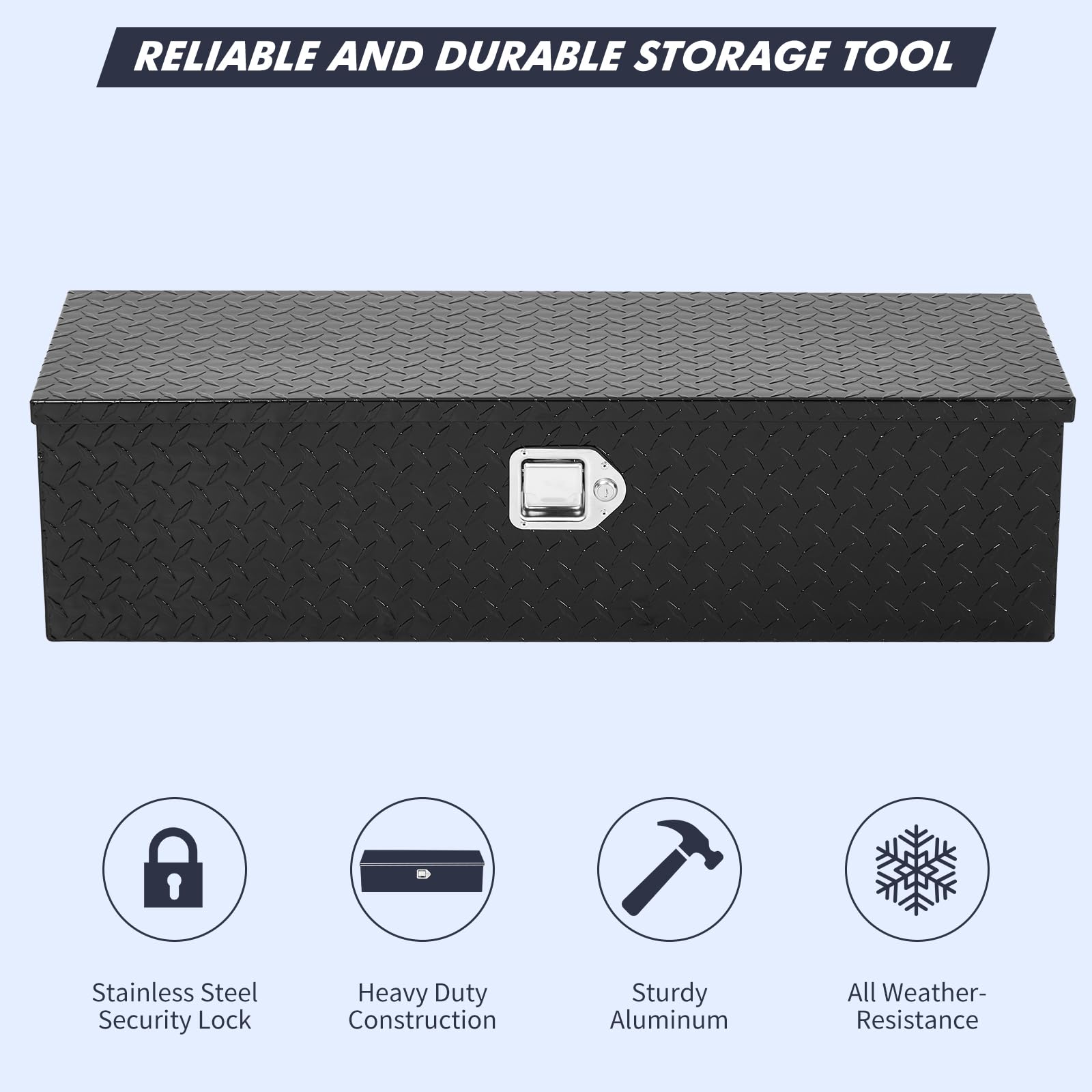 Garvee 39 Inch Truck Tool Box, Truck Bed Tool Box with Sliding Shelf, Diamond Plate ToolBox with Side Handle,Lock and 2 Keys, Tool Storage Box for Truck, Trailer, Pickup, Black