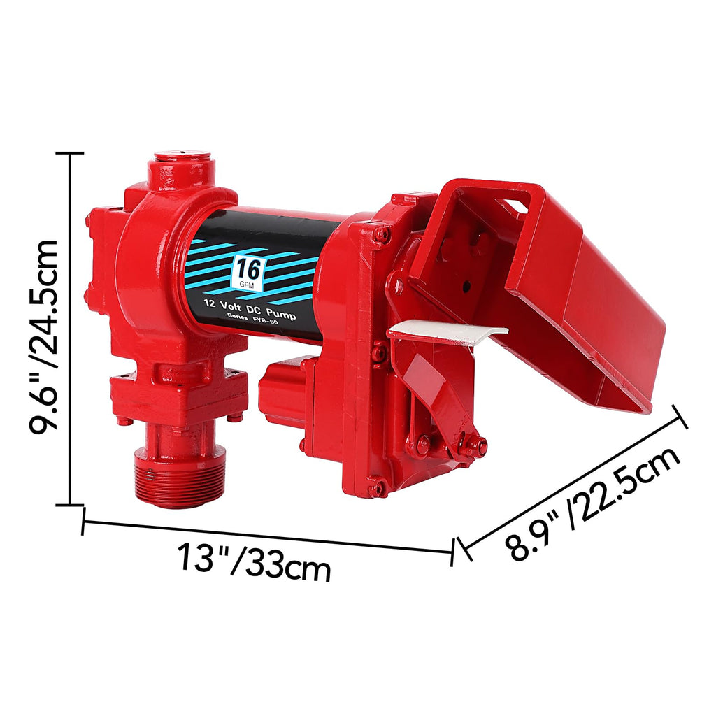 Garvee Fuel Transfer Pump 16 GPM 1/4 HP, 12 Volt DC Fuel Pump, Diesel Transfer Pump Crafted from cast iron material, Gasoline Transfer Pump for Kerosen, Ethanol & Methanol Blends, and Biodiesel