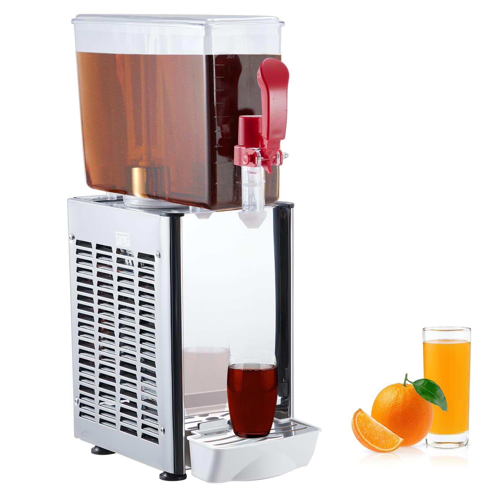GARVEE 10L (2.64 Gallon) Commercial Juice Dispenser, 1 Tank 180W, Stainless Steel Beverage Dispenser for Tea, Drink
