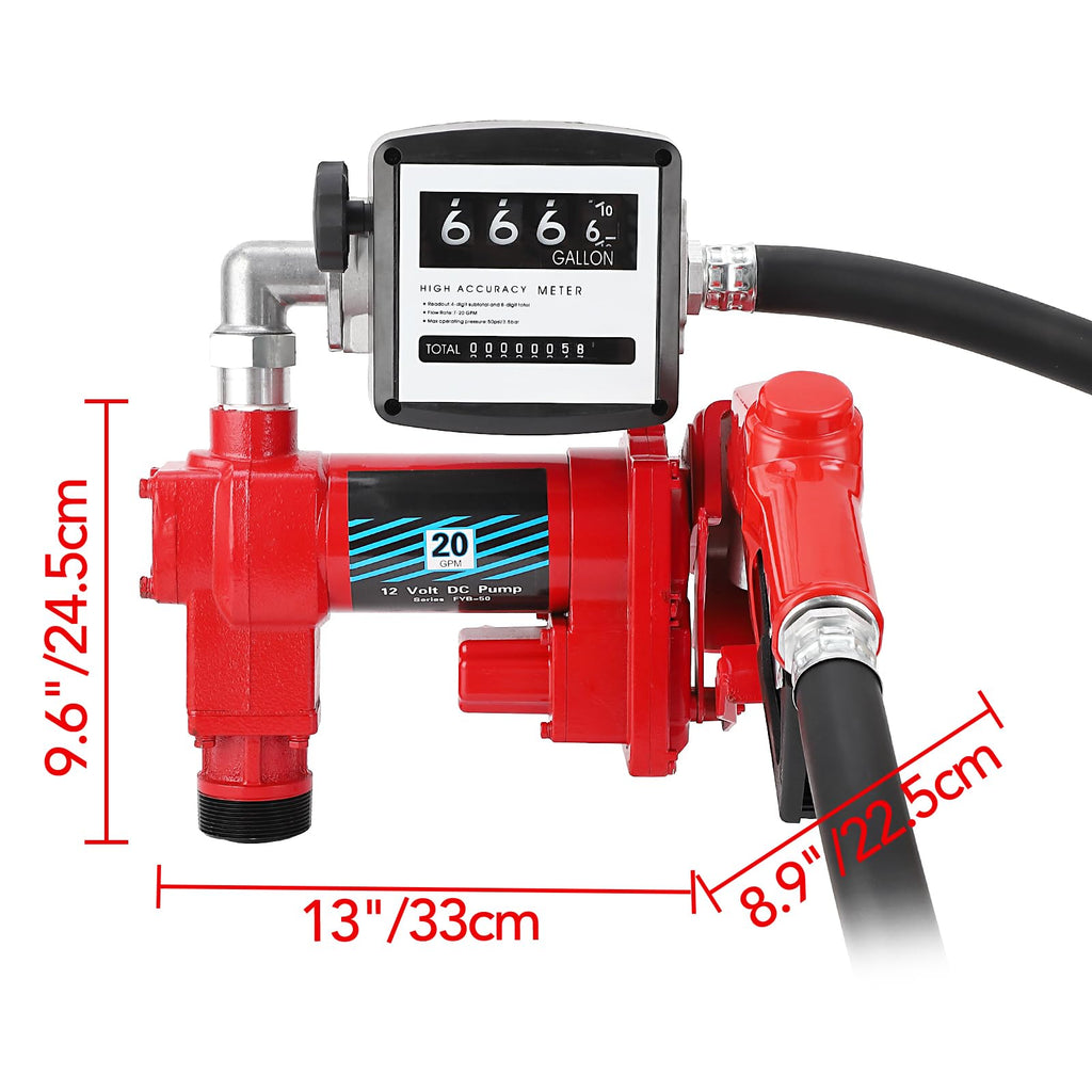 Garvee Fuel Transfer Pump 20 GPM 1/4 HP, with Digital Meter, Diesel Transfer Pump with Automatic Nozzles, Gasoline Transfer Pump with Emission & Suction Hoses for Gasoline, Diesel, Kerosene