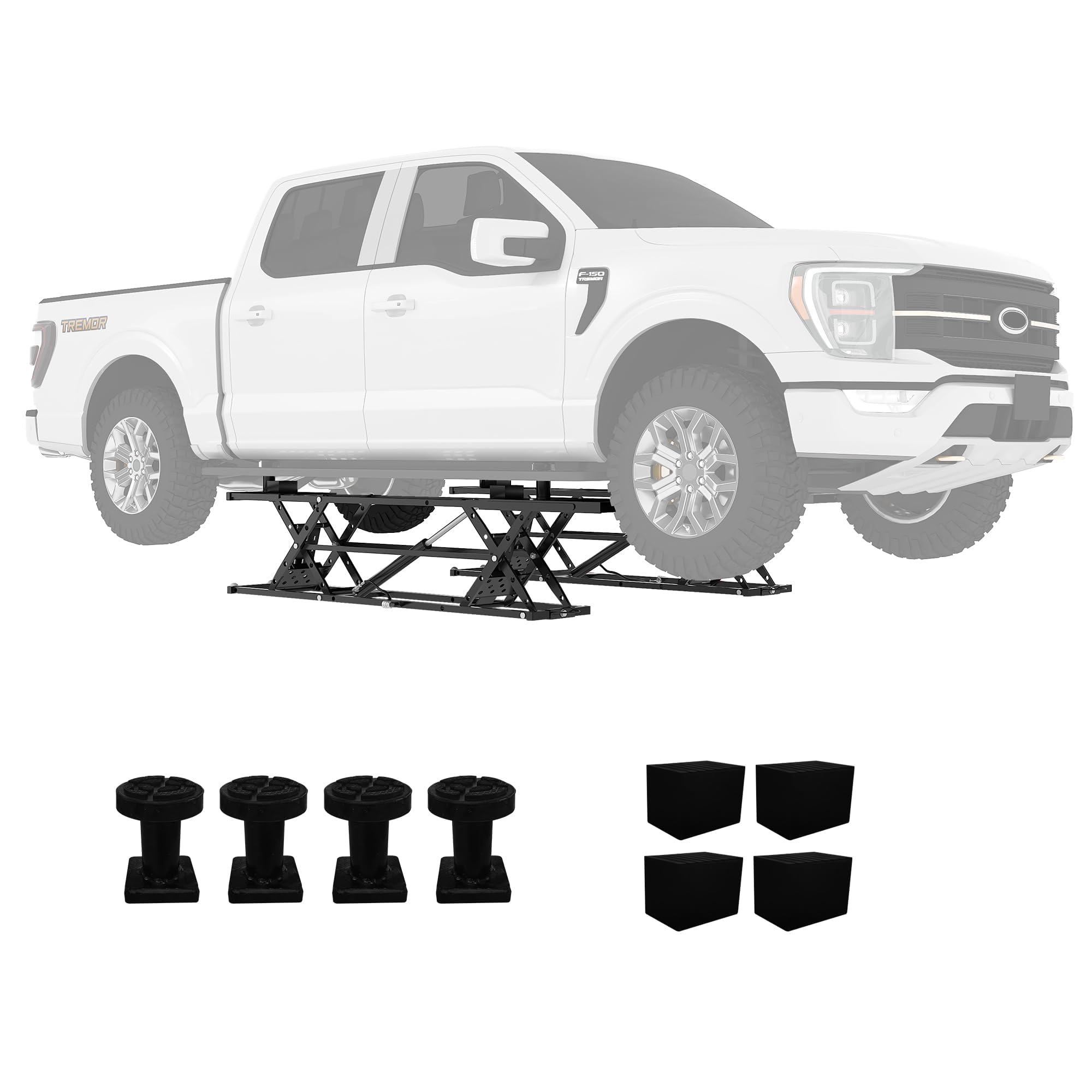 Garvee Portable Car Lift - 7,000 lbs Heavy-Duty Carbon Steel Auto Lift Jack for Trucks and SUVs, Adjustable Height 6.26"-27" with Safety Locks and Extension Plates