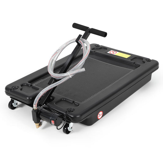 Garvee Oil Drain Pan 17 Gallon Low Profile Oil Drain Tank with Electric Pump for Car SUV Trucks, 64L Black Foldable Hand with Hose and Swivel Casters