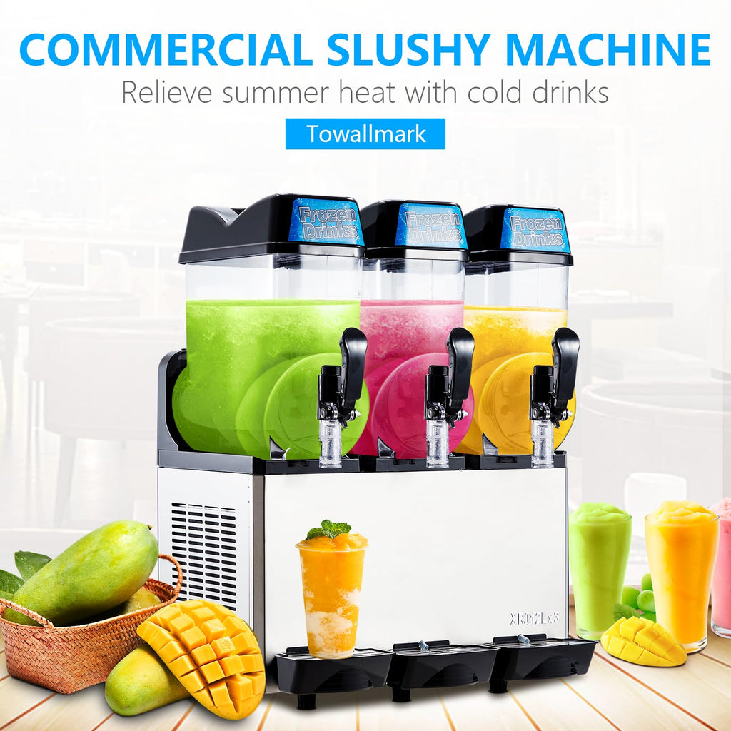 Garvee Commercial Slushy Machine 36L (12L x3) 660W – Stainless Steel & Food-Grade PC Tanks for Restaurants, Bars, Events