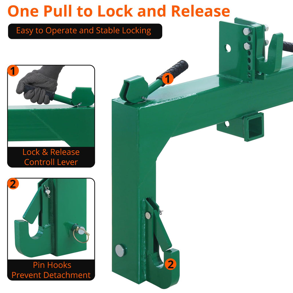 Garvee 3 Point Quick Hitch 3000 LBS Lifting Capacity Tractor - Green