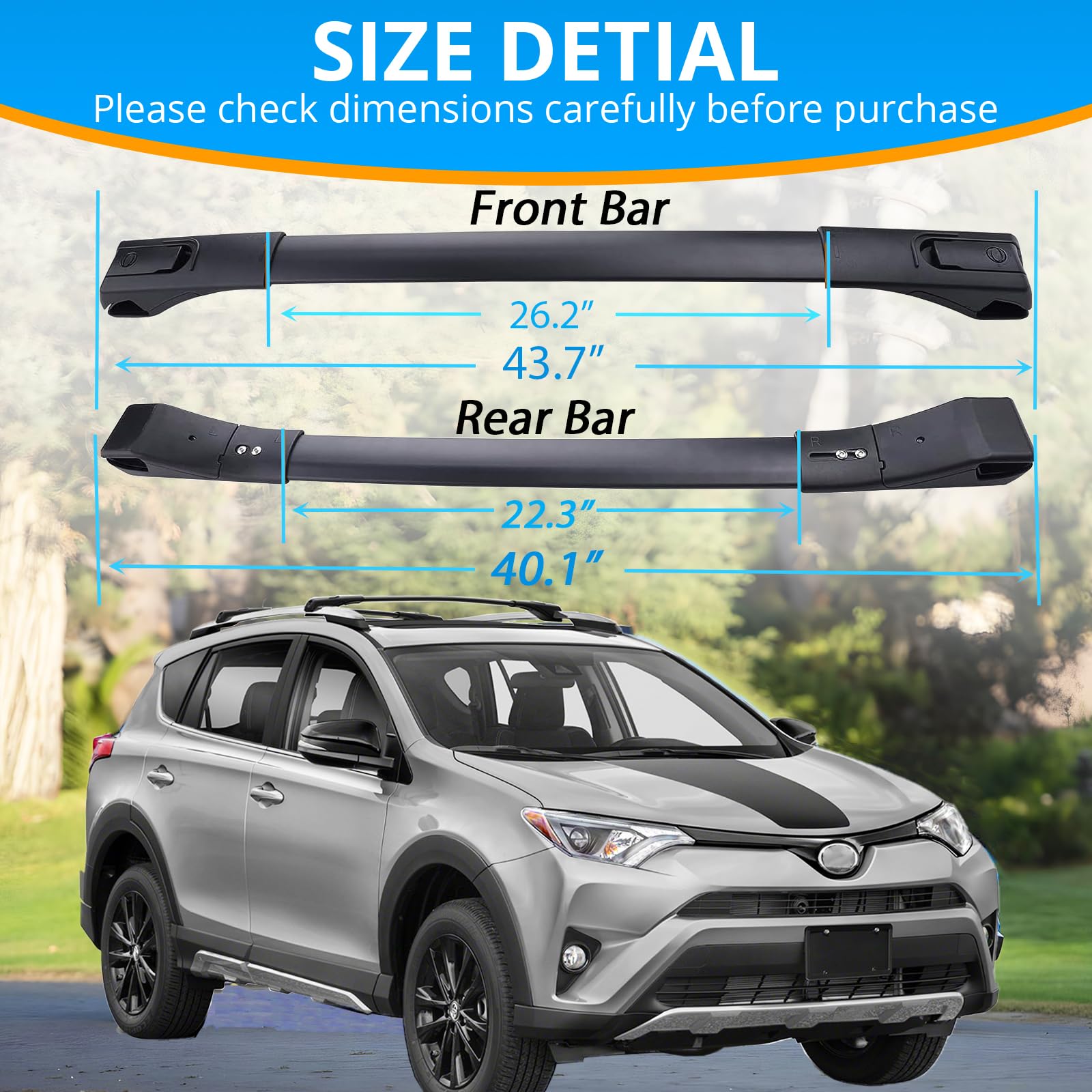 Garvee Roof Rack Cross Bar Fit for 2013-2018 Toyota RAV4, Alloy Steel
