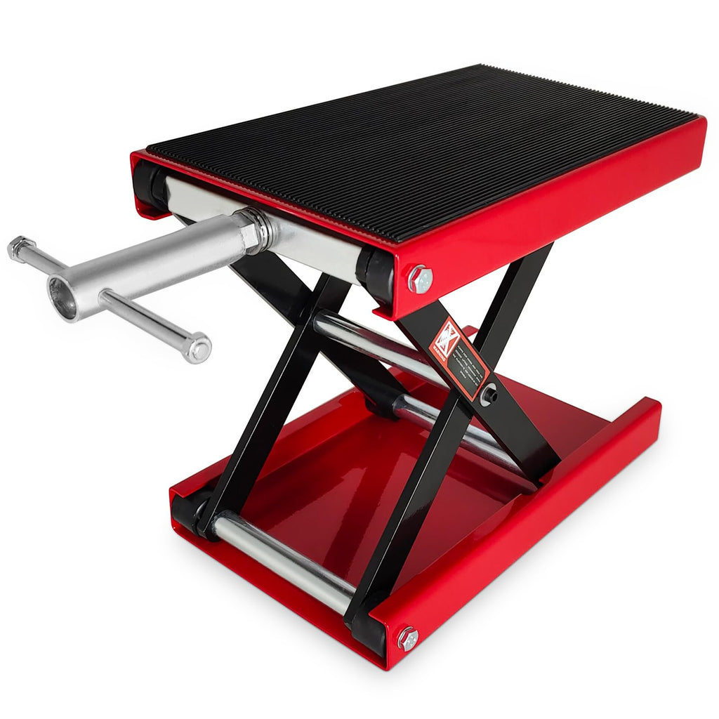 Garvee 1100 LBS Motorcycle Dirt Bike Scooter Crank Stand Without Casters, Wide Deck Motorcycle Center Scissor Lift Jack Repair Hoist Stand Bikes ATVs