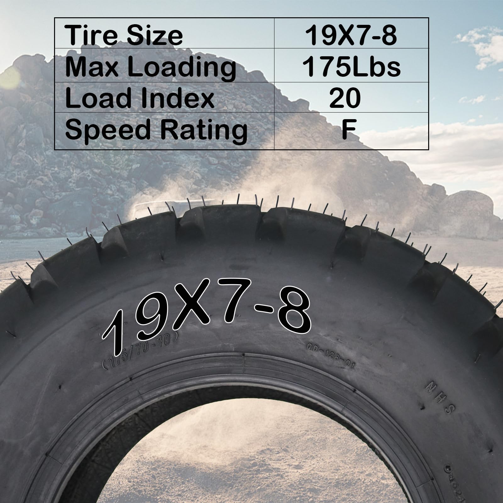 Garvee 2 Pack 19x7-8 ATV Tires 4 PR All-Terrain Tubeless Off-Road Tires for ATV UTV Trail Sand Mud Black