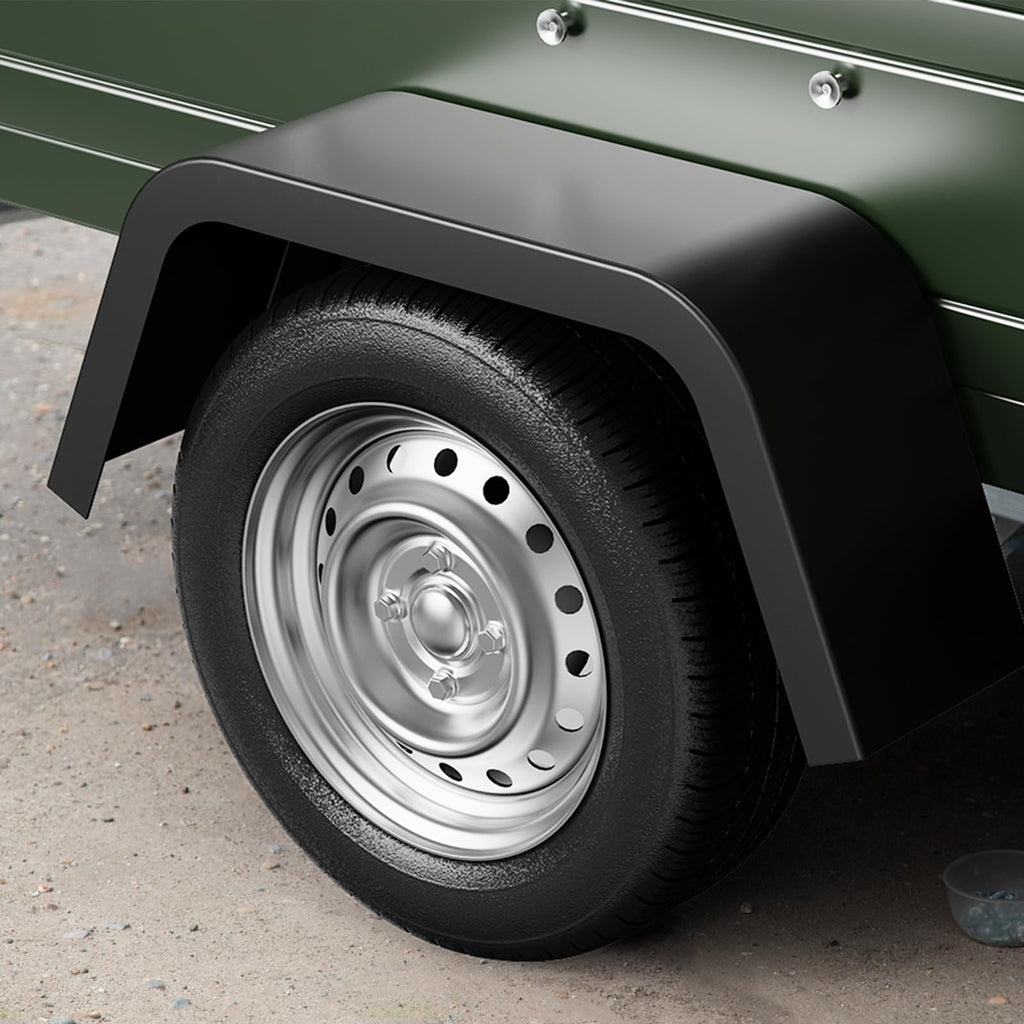 Garvee 2 Pack Trailer Fenders Single Axle,Heavy Duty Steel Diamond Plate Single Axle Trailer Fenders Fit 14"-16"Wheel Tires,Car Hauler Trailer,Cargo Trailer,Utility Trailer,Landscape Trailer (Black)