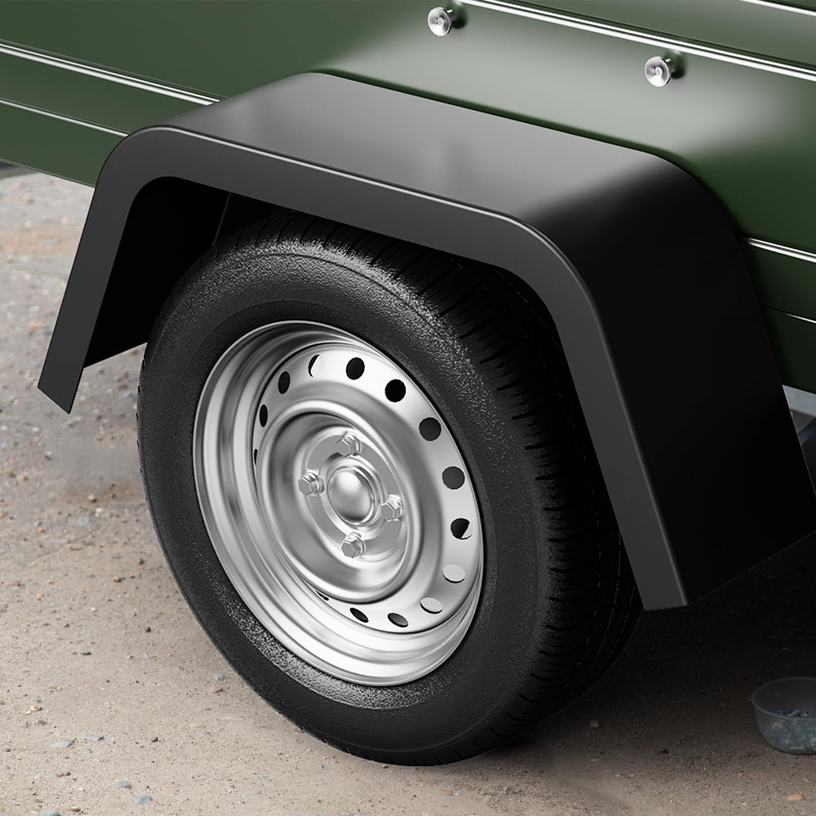 Garvee 2 Pack Trailer Fenders Single Axle,Heavy Duty Steel Diamond Plate Single Axle Trailer Fenders Fit 14"-16"Wheel Tires,Car Hauler Trailer,Cargo Trailer,Utility Trailer,Landscape Trailer (Black)