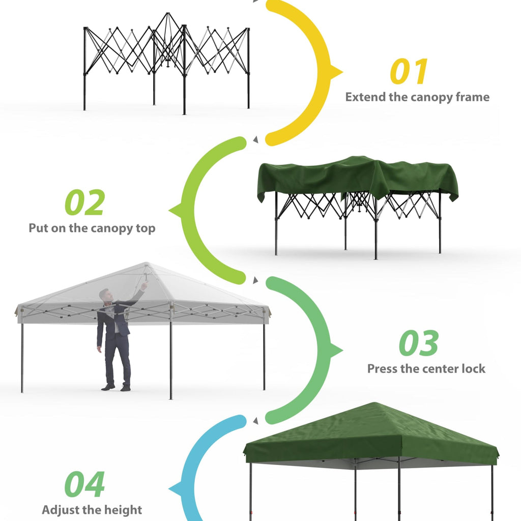 Garvee 10'x10' Pop-Up Canopy - Waterproof & UV Resistant Commercial Instant Tent for Outdoor Events, Farmer Market, Party, Patio, Green