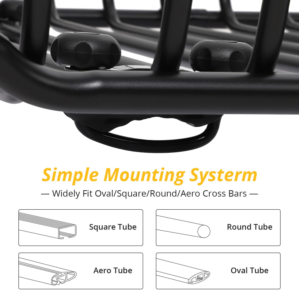 Garvee 63x43 Inch Car Roof Rack Basket 300LBS Heavy Duty Steel Cargo Basket Universal Rooftop Cargo Carrier with Extension for SUV, Pick Up,Trucks,Car
