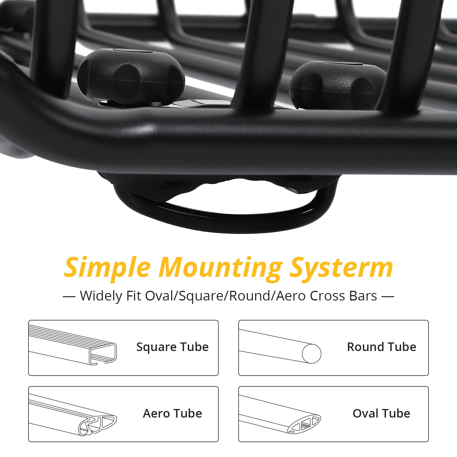 Garvee 63x43 Inch Car Roof Rack Basket 300LBS Heavy Duty Steel Cargo Basket Universal Rooftop Cargo Carrier with Extension for SUV, Pick Up,Trucks,Car