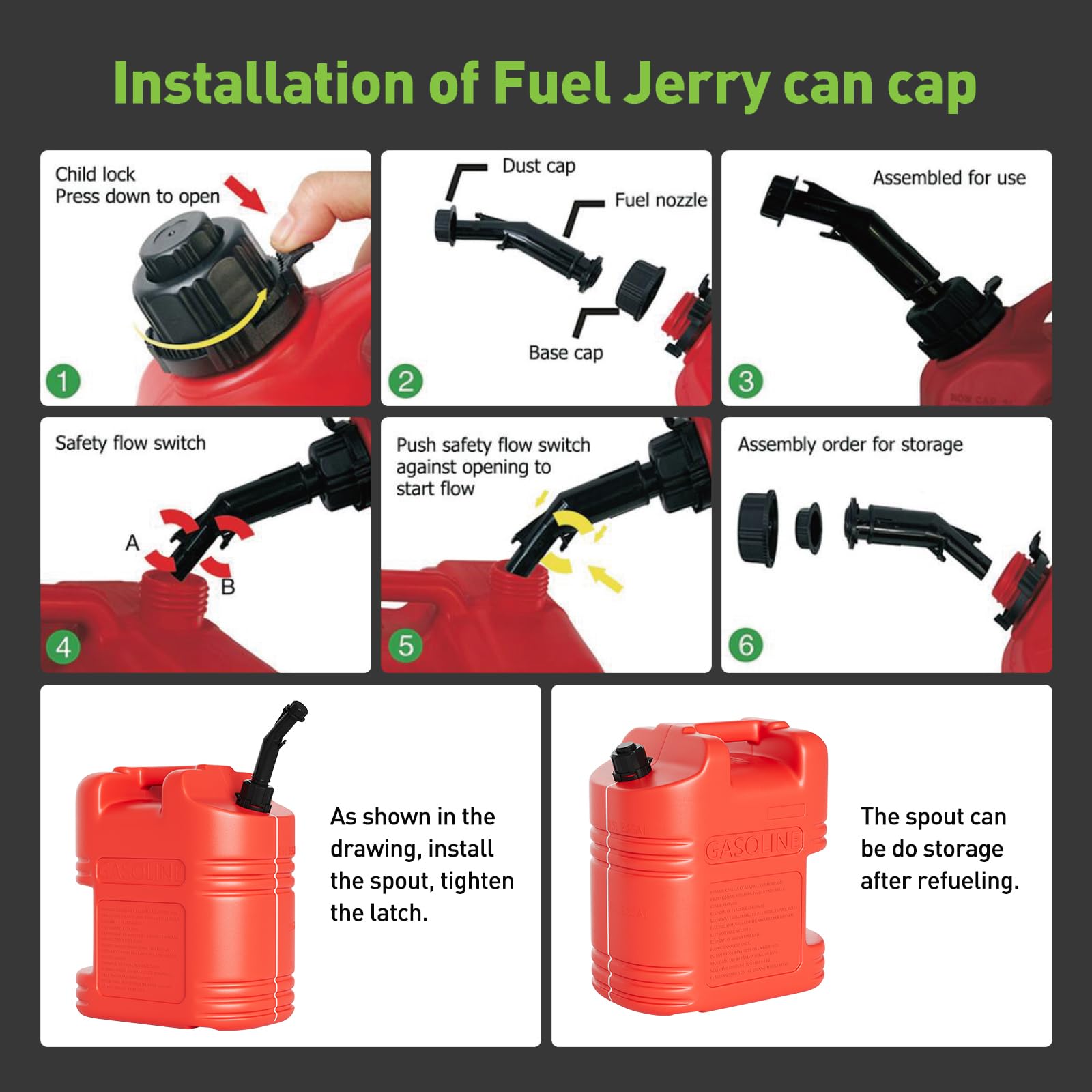 Garvee 5 Gallon Gas Can Durable Fuel Containers with View Stripe for Diesel & Gasoline Red 4 Pack