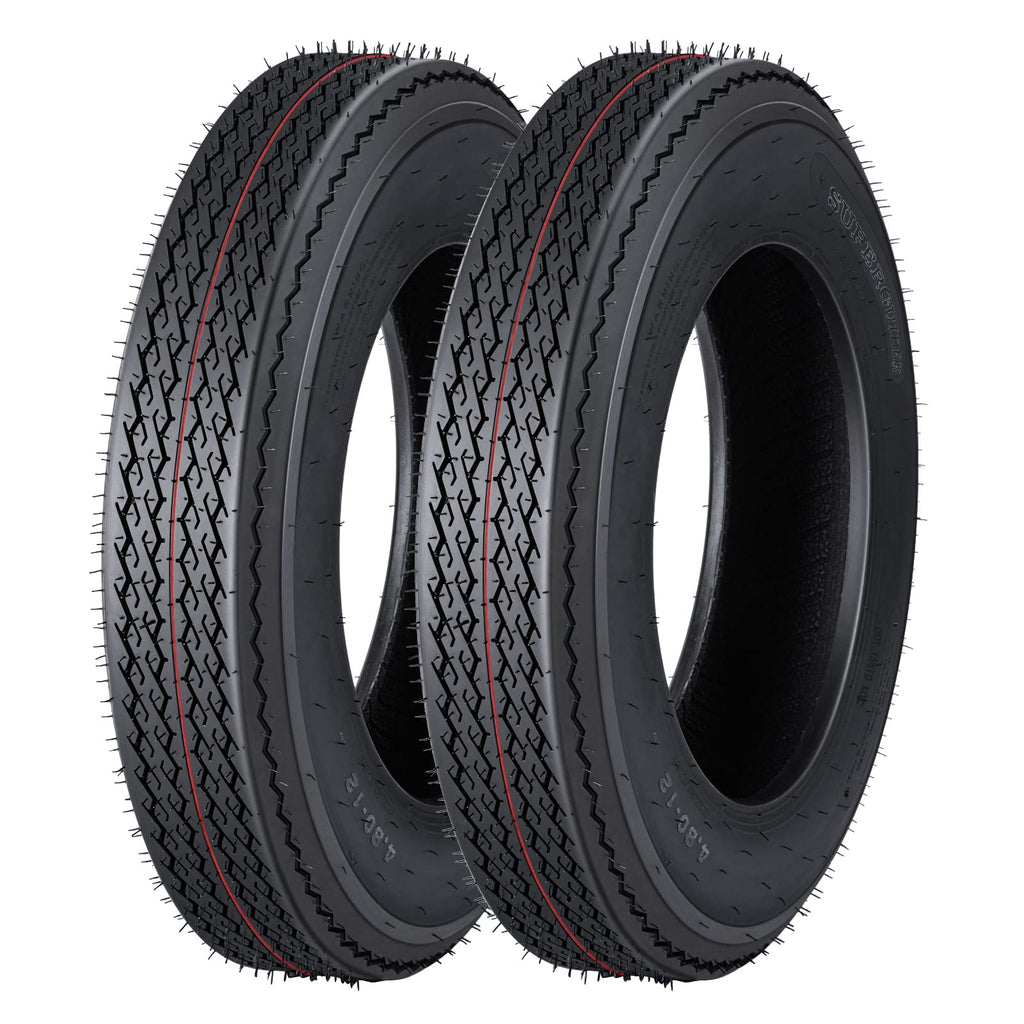 Garvee 4.80-12 6PR Trailer Tires, 2-Pack Trailer Radial Tires, Load Range C, Spoke Wheel,Suitable for All Kinds of Small and Light Trailers,