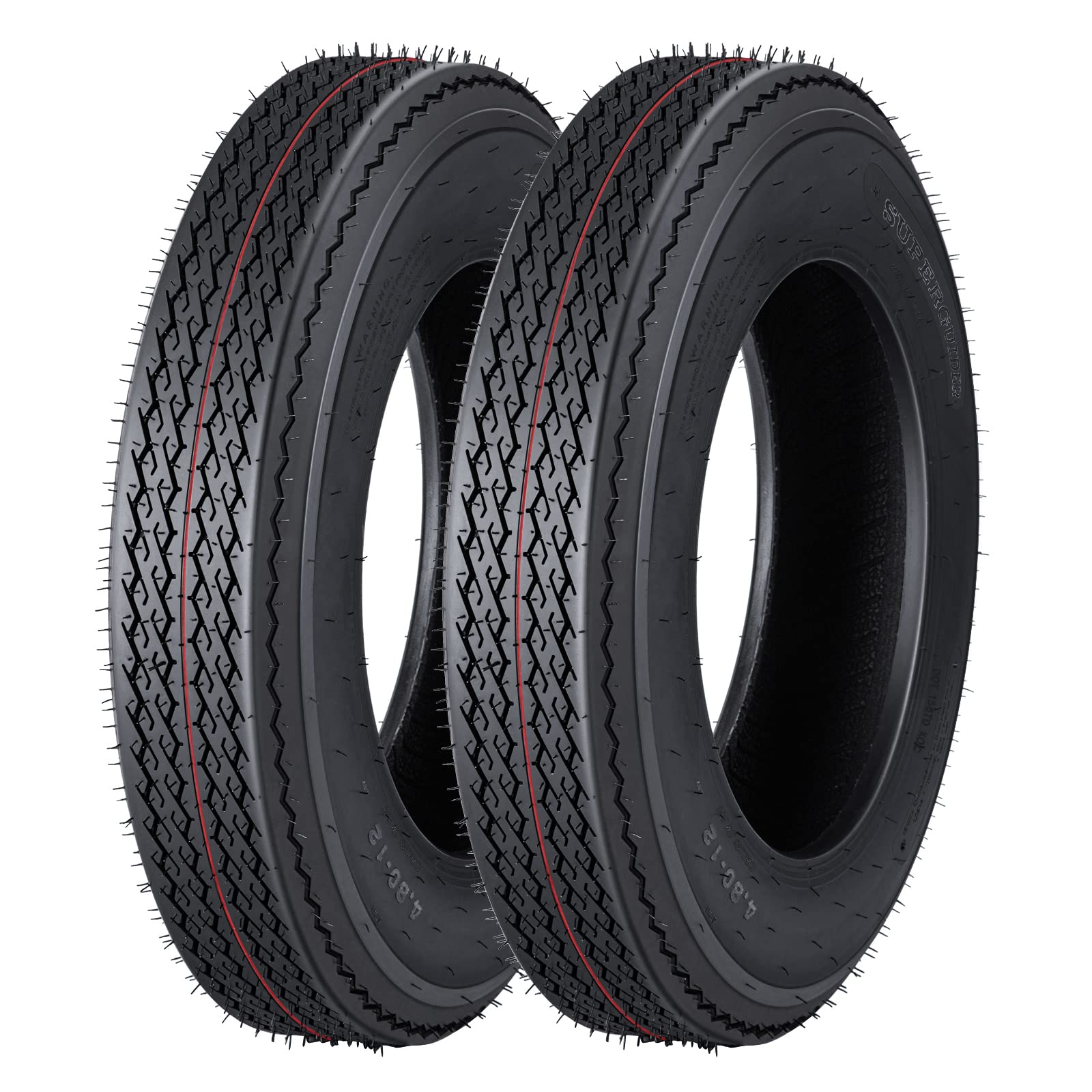 Garvee 4.80-12 6PR Trailer Tires, 2-Pack Trailer Radial Tires, Load Range C, Spoke Wheel,Suitable for All Kinds of Small and Light Trailers,