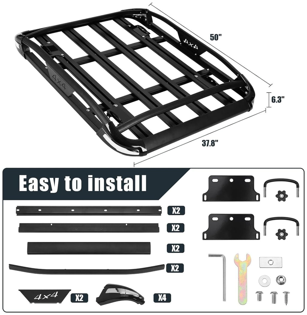 Garvee Roof Rack Cargo Basket, 50 x 38 x 6.3 inches, 165 Lbs Capacity Anti-Rust Rooftop Cargo Carrier for SUV, Car and Truck, Product Weight 20.48 Pounds