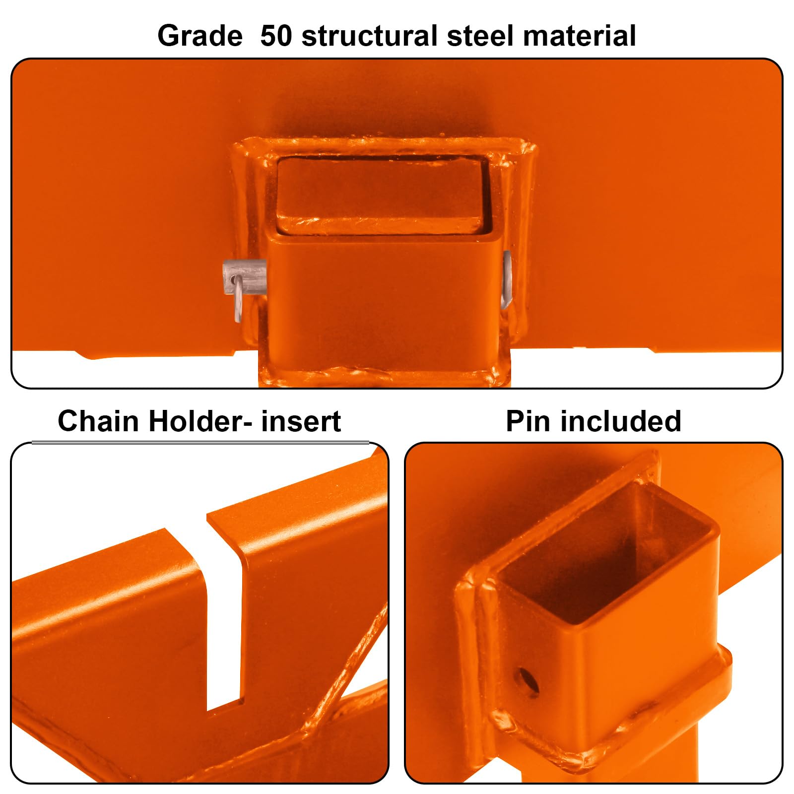 Garvee 46" Pin-On Pallet Forks Attachment With Quick Attach Mount, Universal Skid Steer Forks With Hitch Ball Hole for Tractors and Loaders, Orange