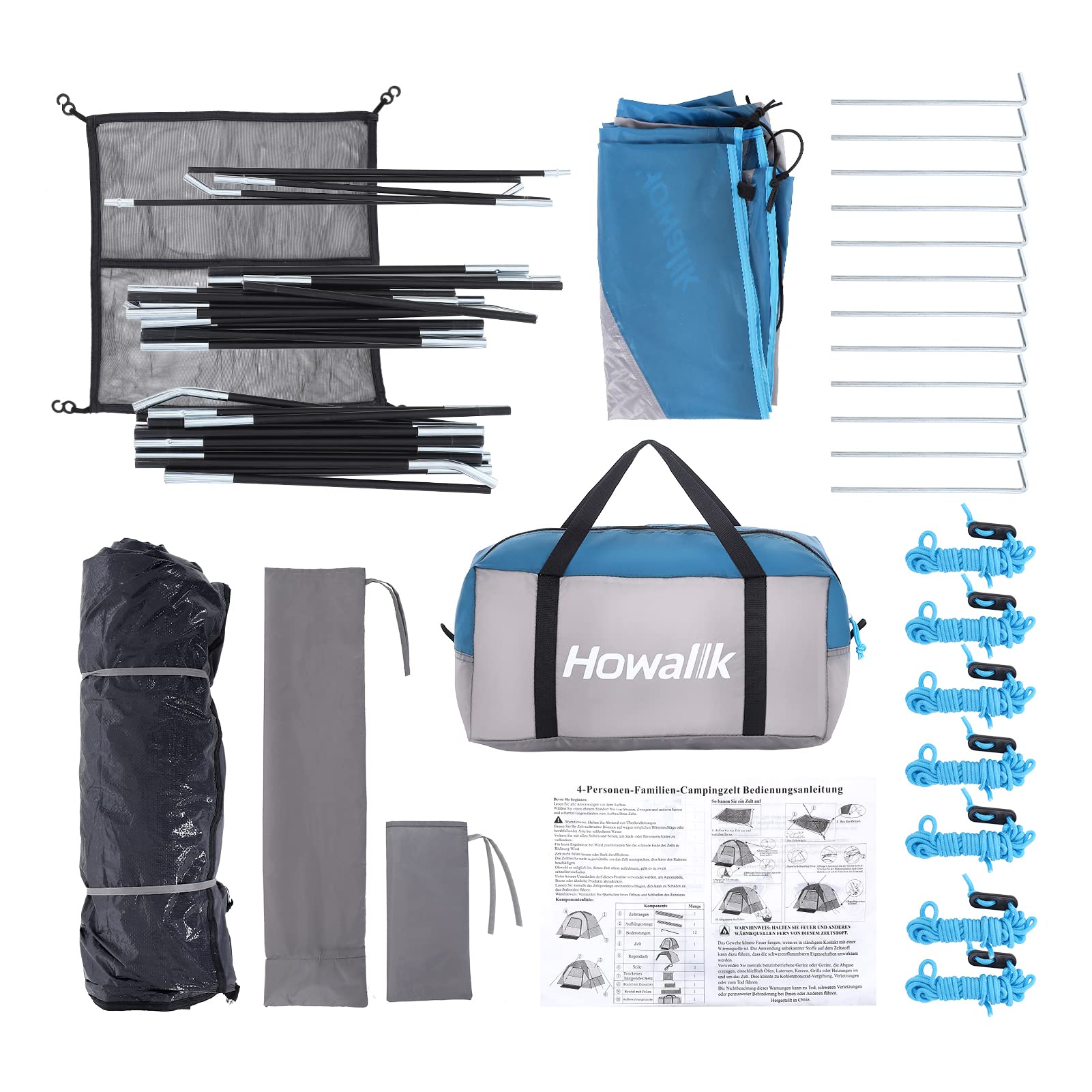 Garvee Camping Tent,Easy Set up Camping Tent 4 Person and 6 Person for Hiking Backpacking Traveling Outdoor, Light Blue