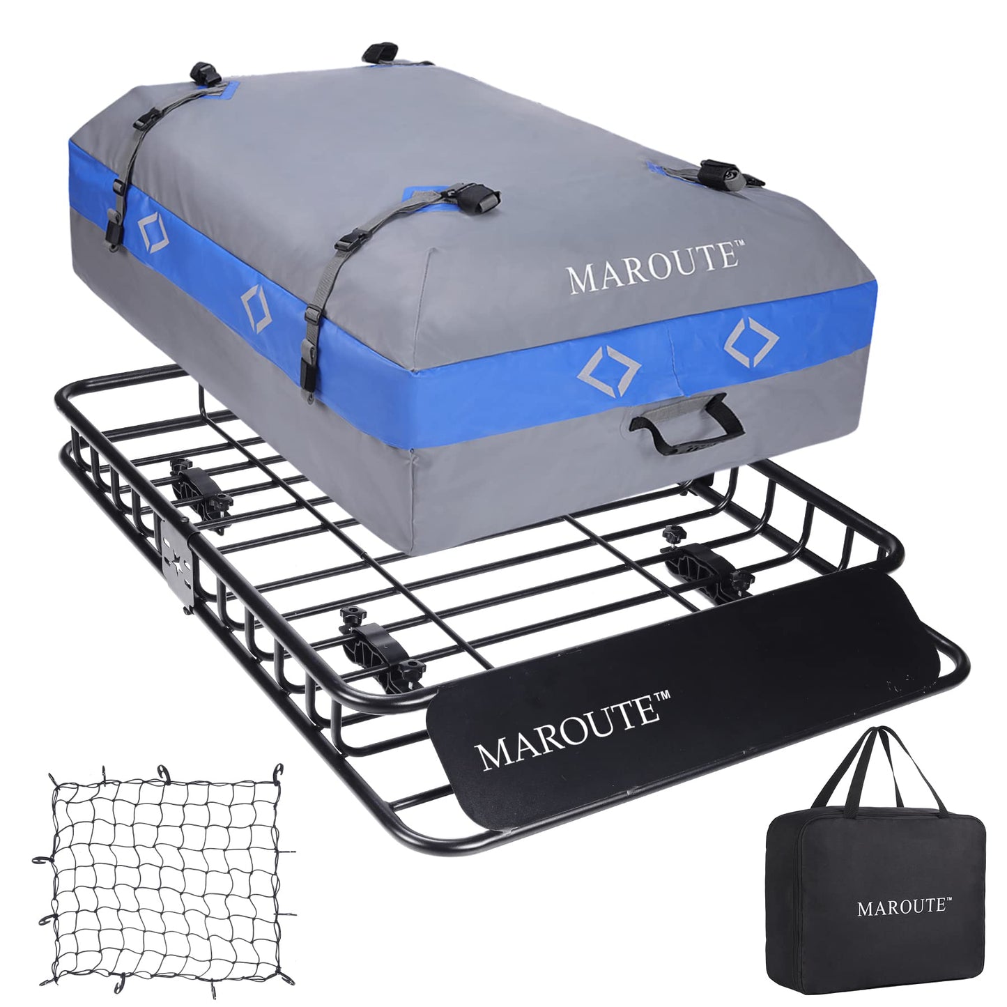 Garvee Roof Rack Carrier Basket Universal 51" X 36" X 5" Rooftop Cargo Carrier Basket Car Luggage Holder Universal for SUV Cars- 200 lb. Capacity (ROOF Basket+ Bag+NET)