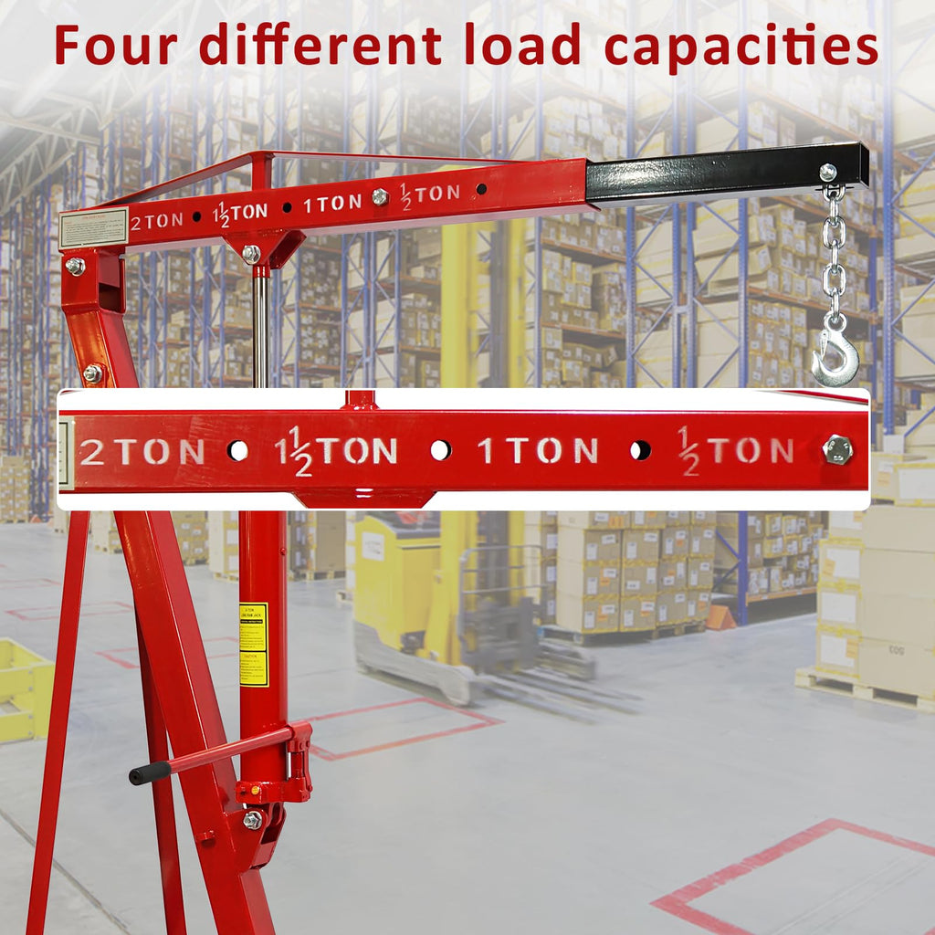 Garvee 2 Ton Folding Engine Hoist, 4400 LBS Lift for Shop Use