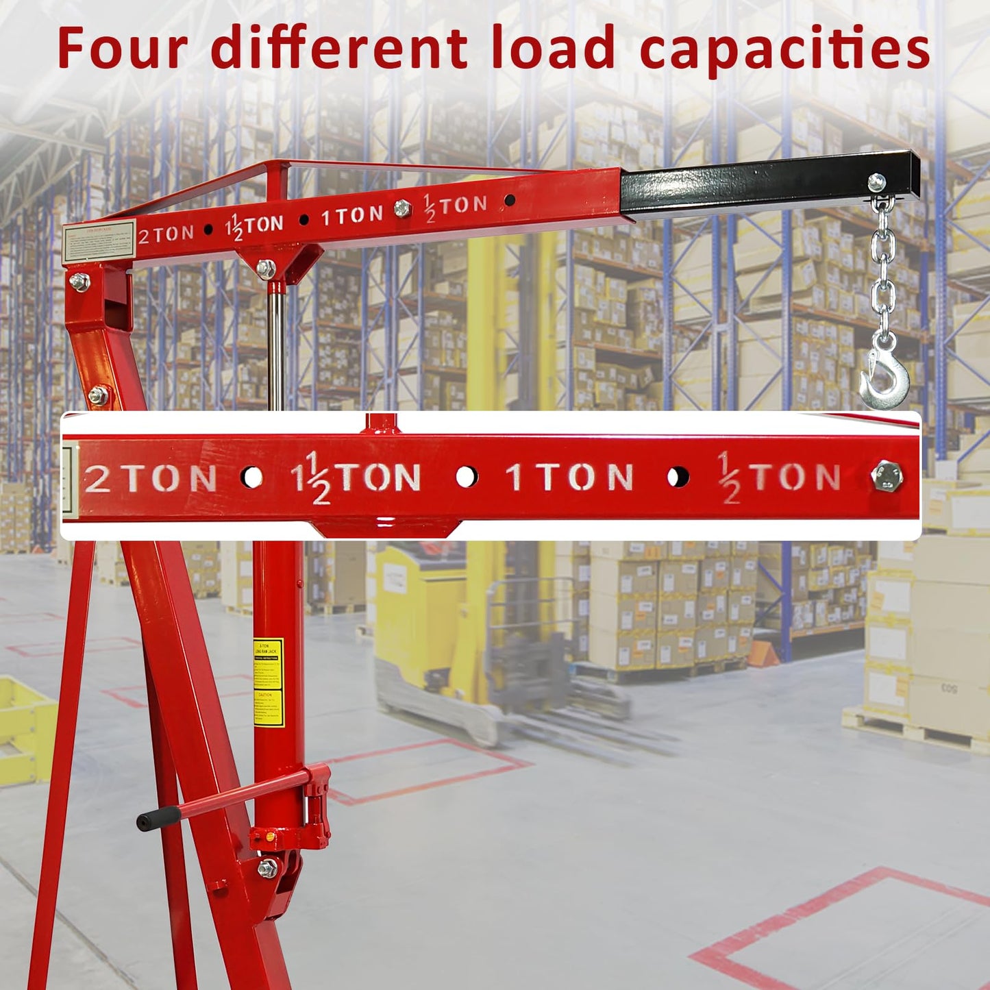 Garvee 2 Ton Folding Engine Hoist, 4400 LBS Lift for Shop Use